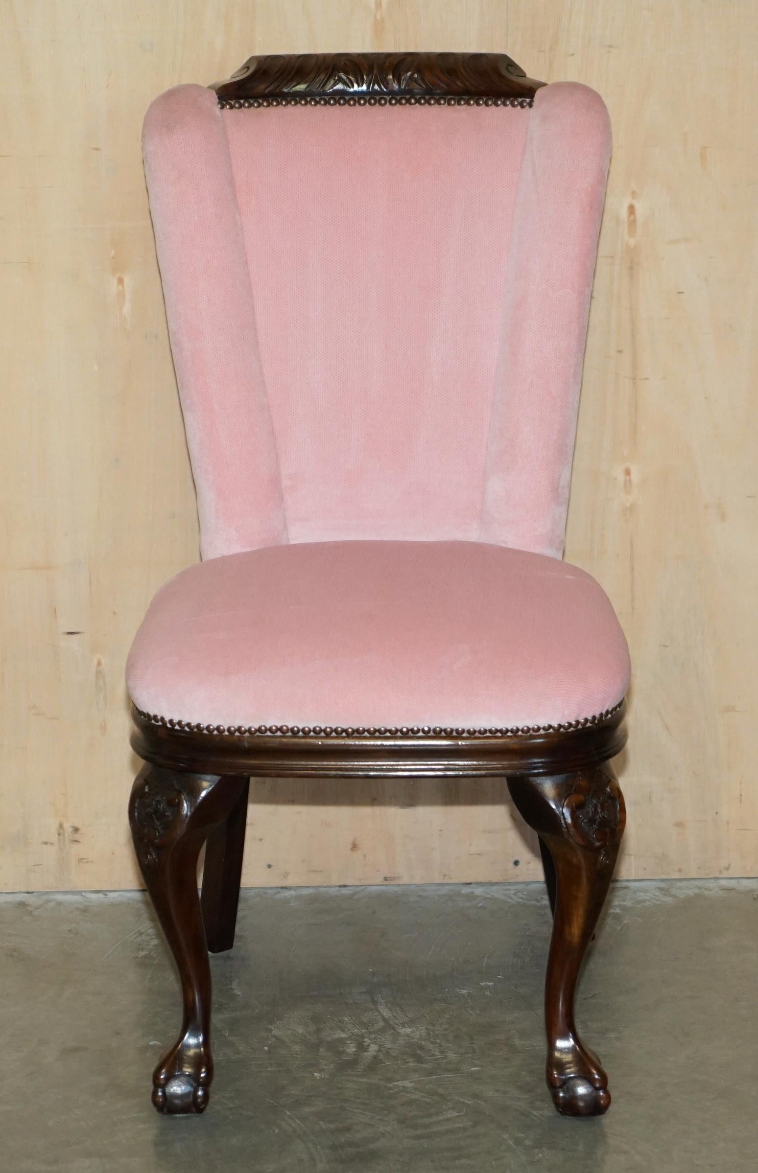 Victorian SIX LOVELY VINTAGE HAND CARVED CLAW & BALL CABRIOLET LEG HARDWOOS DINING CHAIRs For Sale