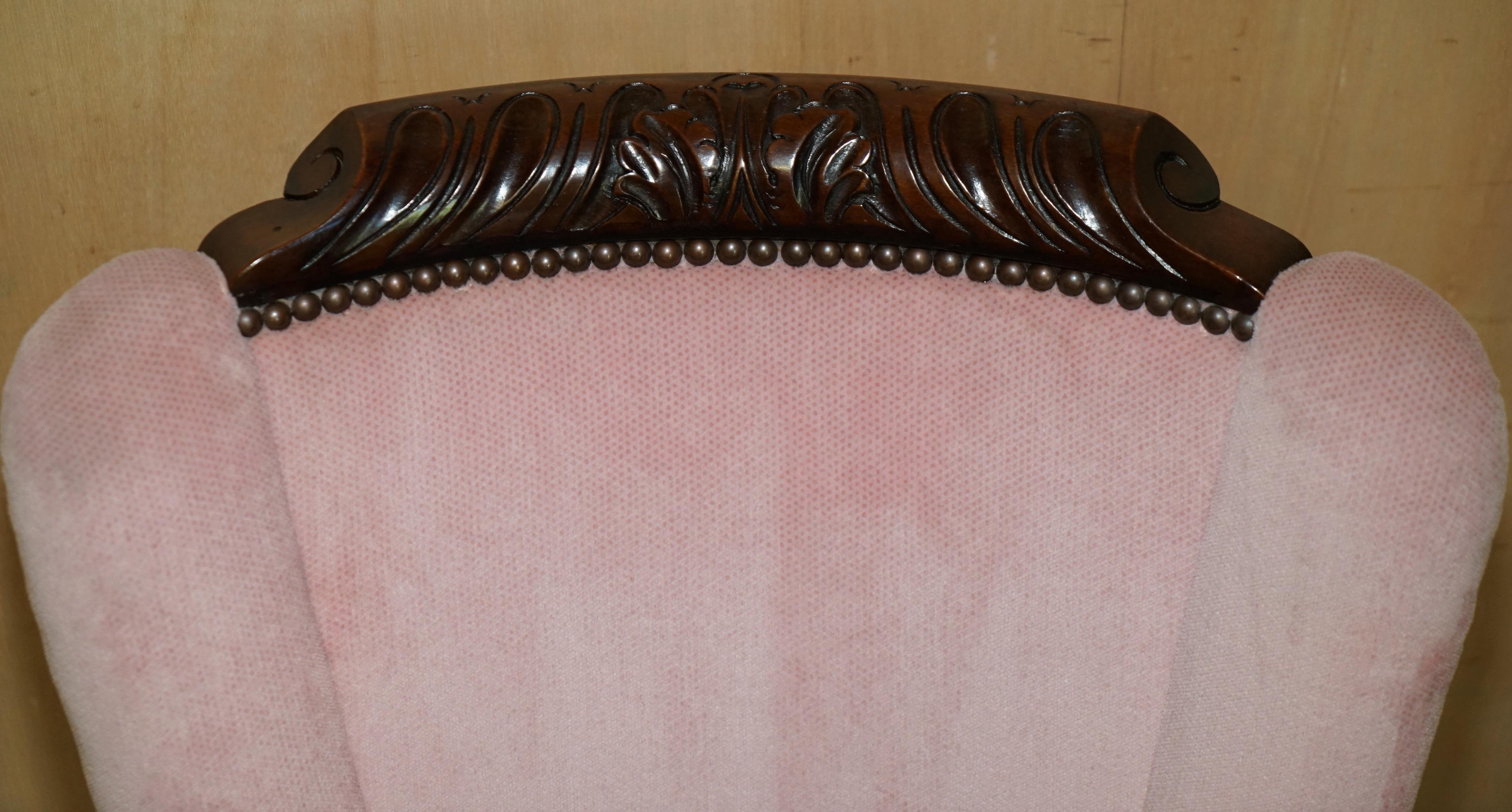 Hand-Crafted SIX LOVELY VINTAGE HAND CARVED CLAW & BALL CABRIOLET LEG HARDWOOS DINING CHAIRs For Sale