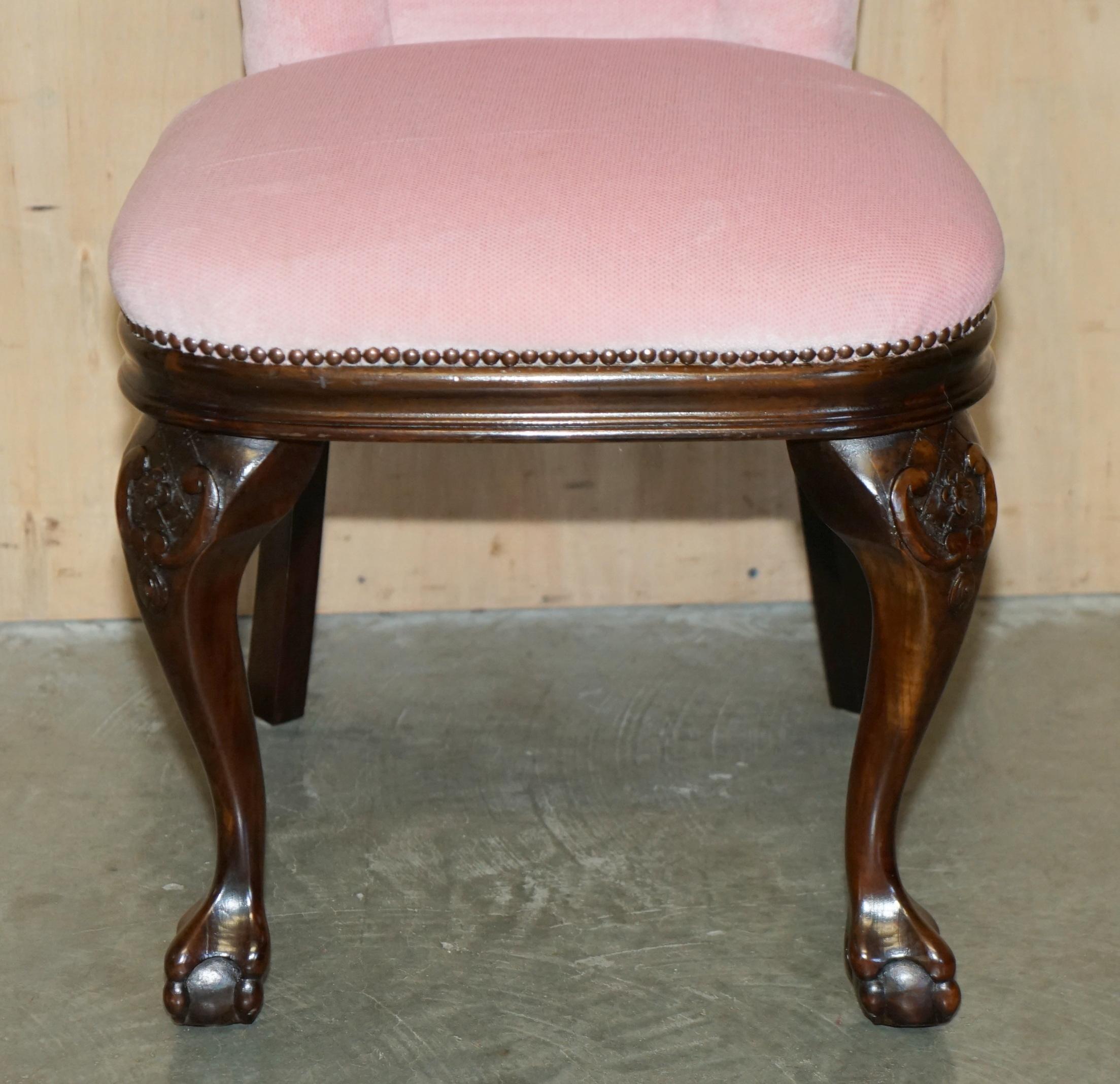 20th Century SIX LOVELY VINTAGE HAND CARVED CLAW & BALL CABRIOLET LEG HARDWOOS DINING CHAIRs For Sale