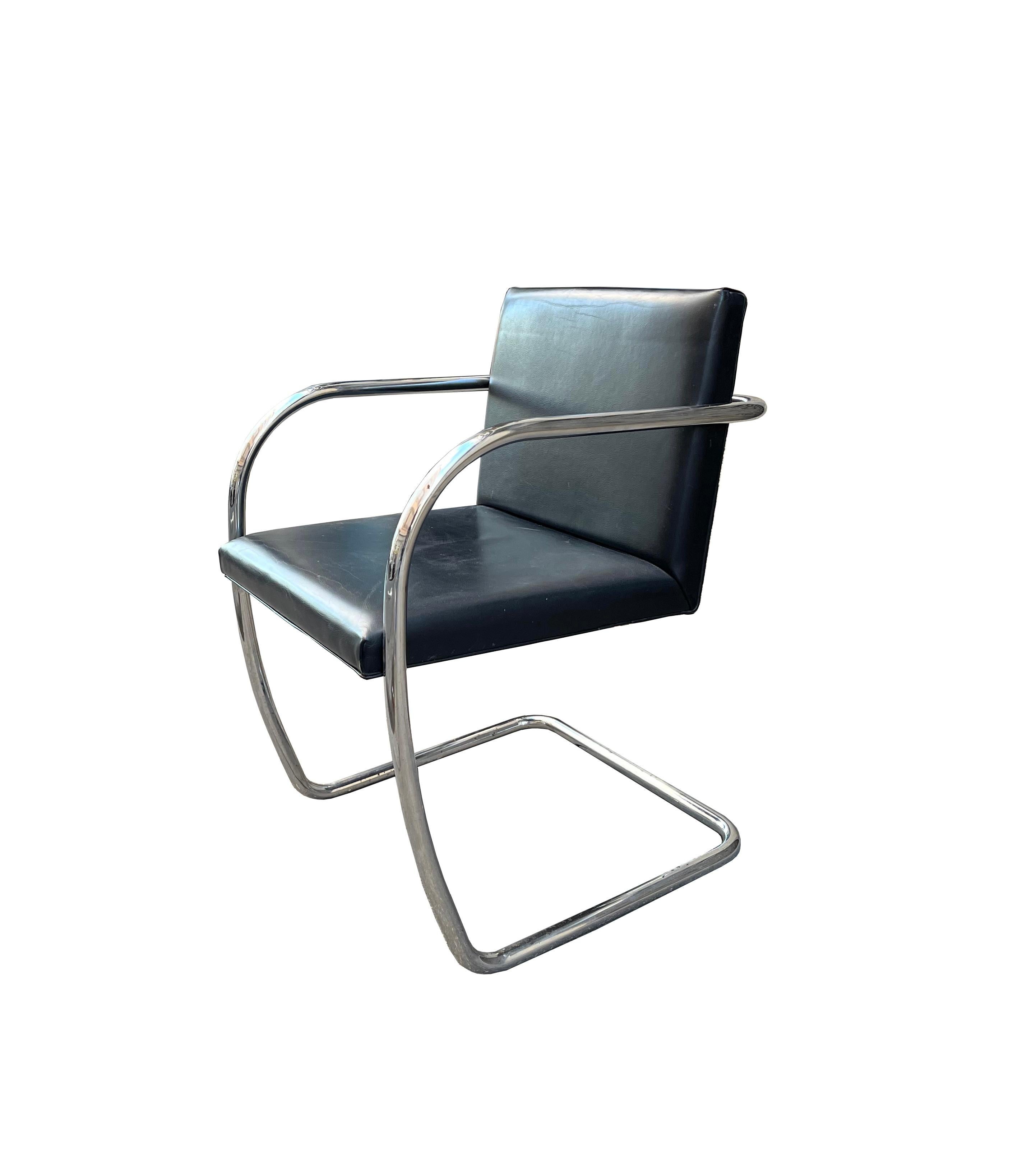 Mid-Century Modern Six Ludwig Mies van der Rohe Brno Tubular Chairs/Desk Chairs for Knoll, c1970 For Sale