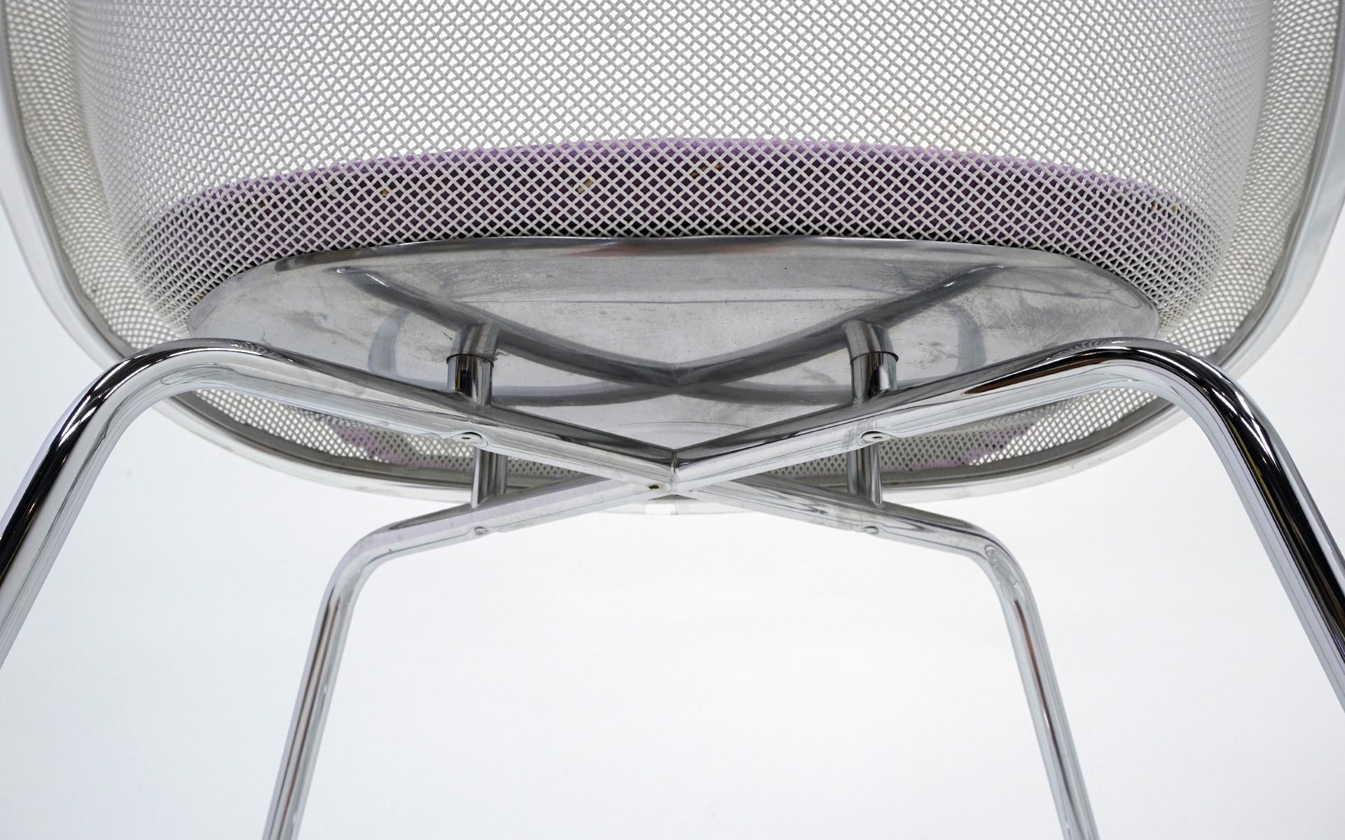 Contemporary Six Luta Bar Stools by Antonio Citterio.  White, Chrome, Light Purple Microfiber. For Sale