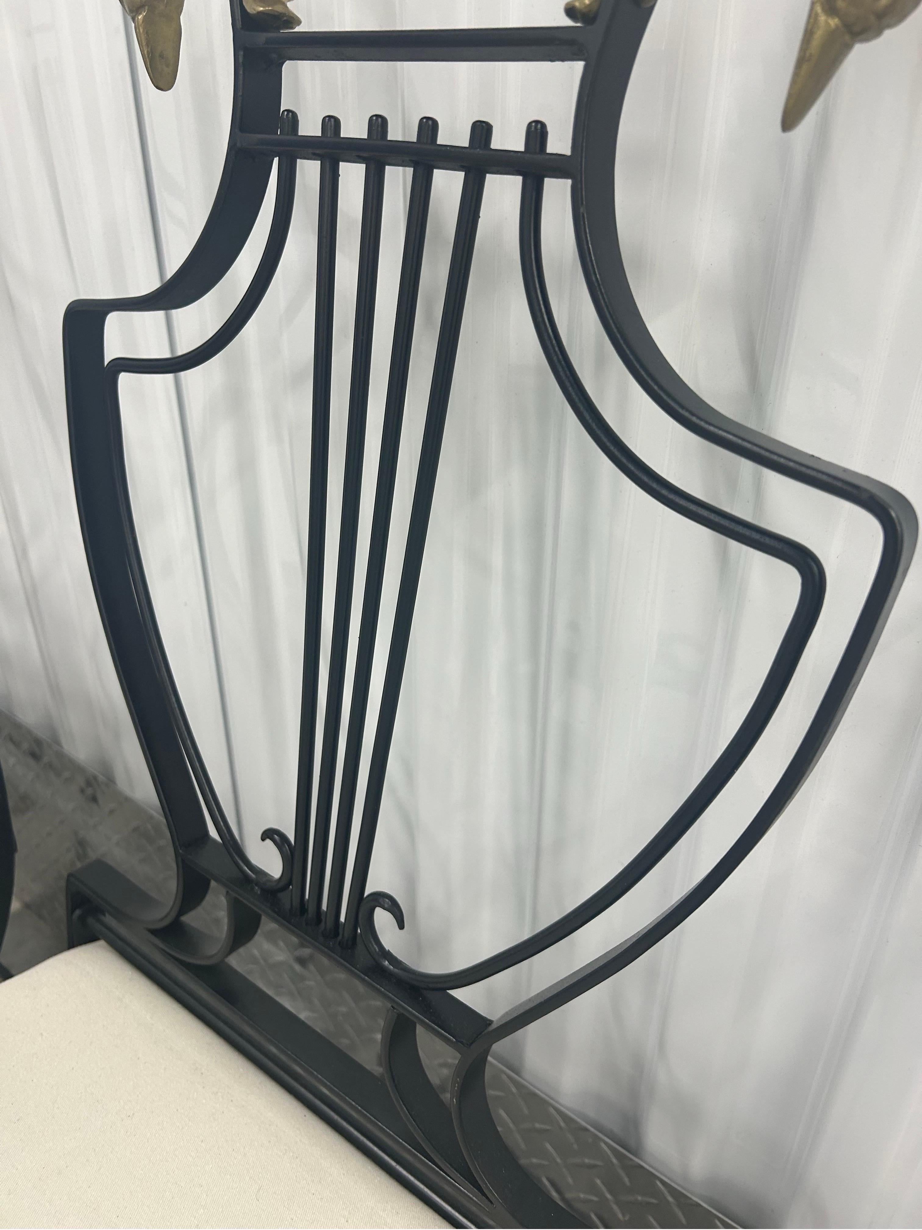 Six Lyre back chairs with brass swan heads and paw feet For Sale 2
