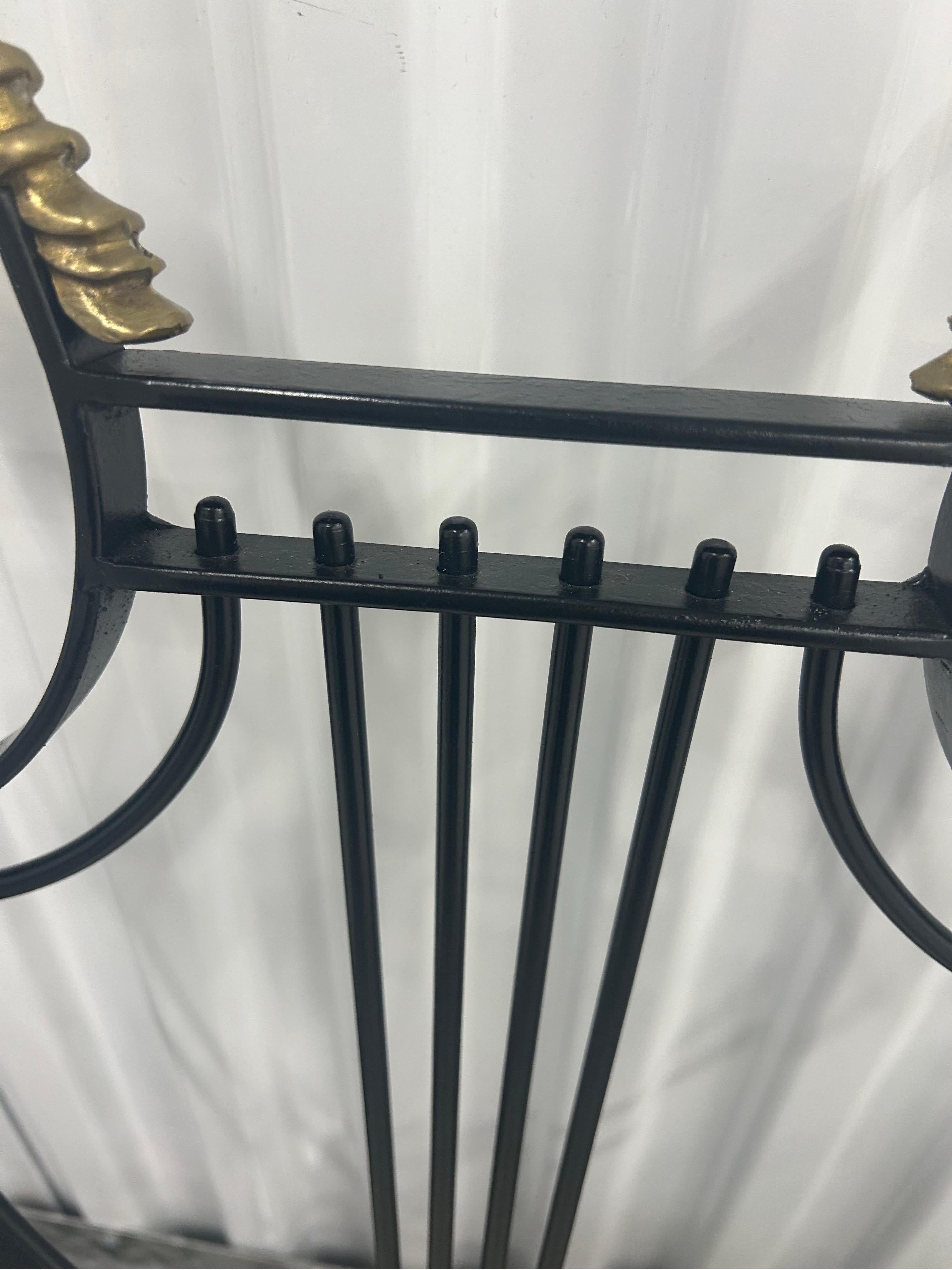 Six Lyre back chairs with brass swan heads and paw feet For Sale 3