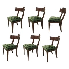 Six Mahogany Klismos Dining Chair with COM Upholstery