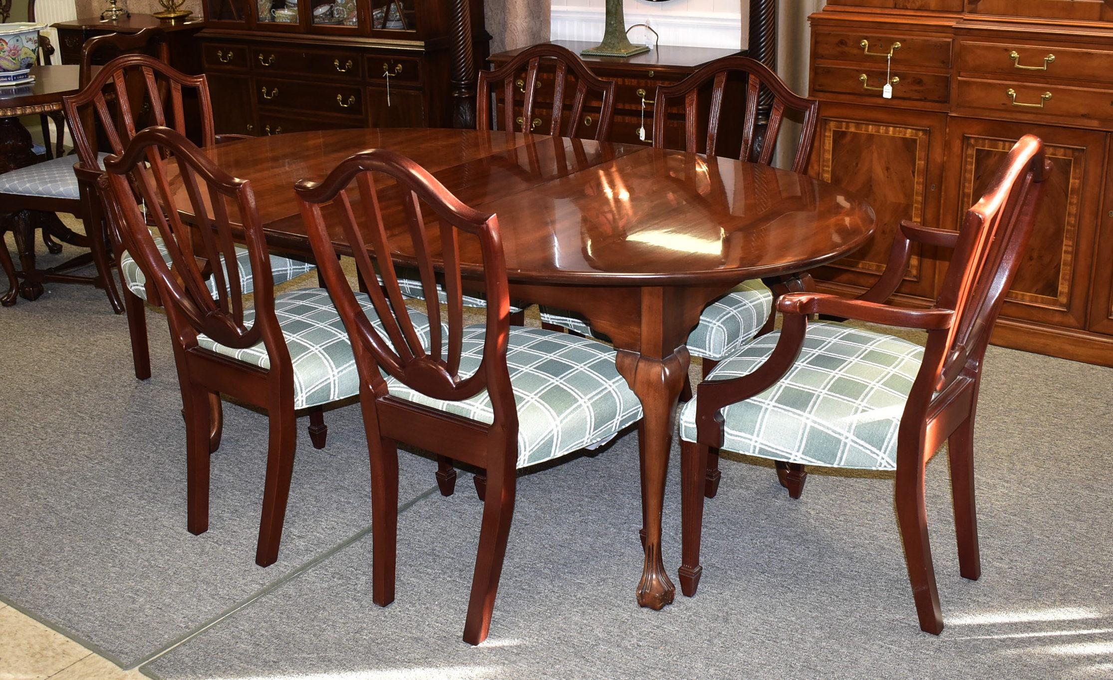 North American Six Mahogany Sheraton Style Shield Back Dining Room Chairs by Baker Furniture