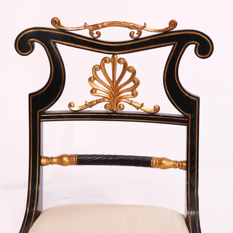 Six Maitland Smith French Empire Style Ebonized & Giltwood Dining Chairs 20th C For Sale 7