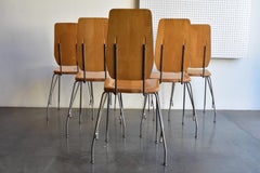 Six Maple and Steel Dining Chairs by Robert Josten