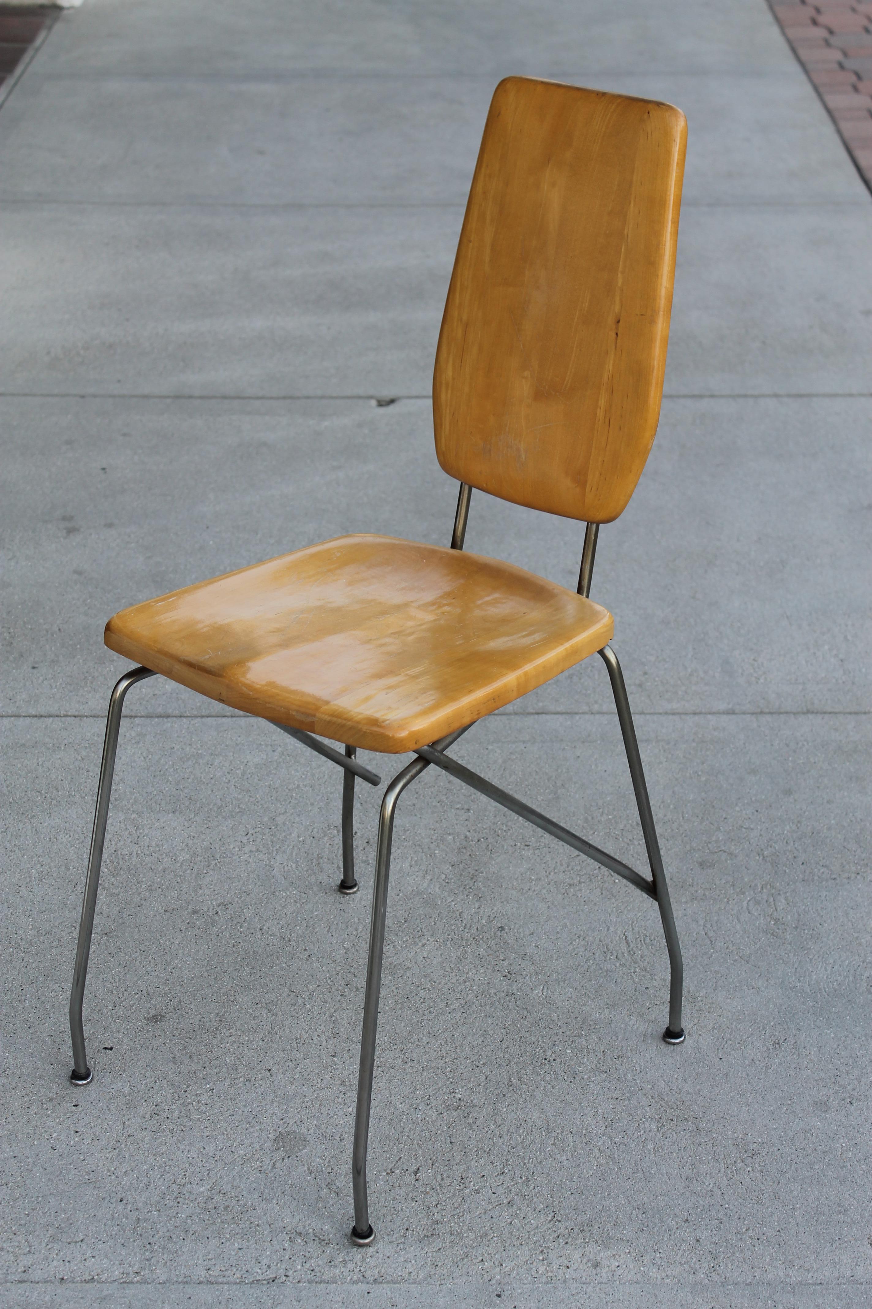 American Six Maple and Steel Dining Chairs by Robert Josten