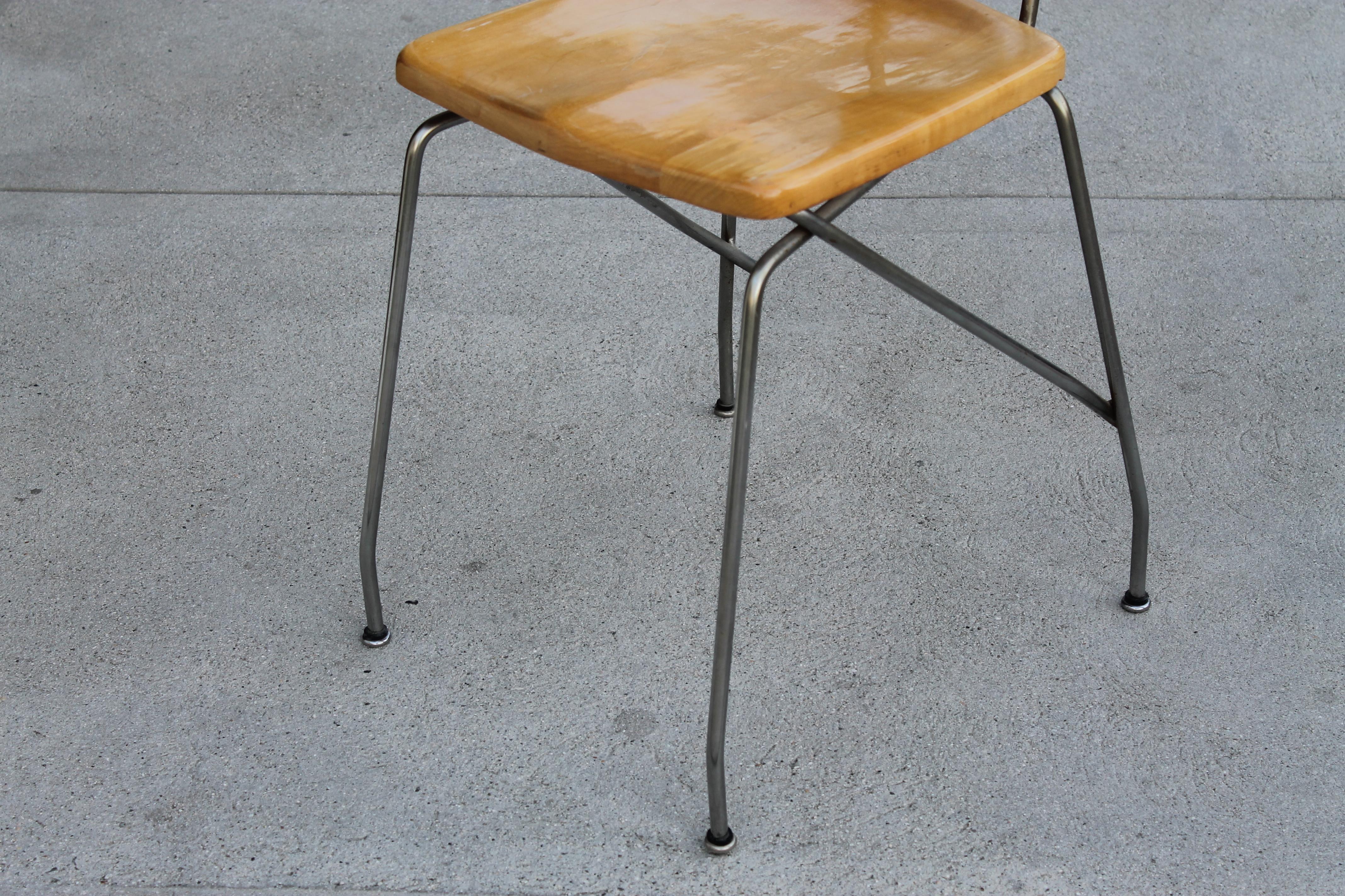 Late 20th Century Six Maple and Steel Dining Chairs by Robert Josten