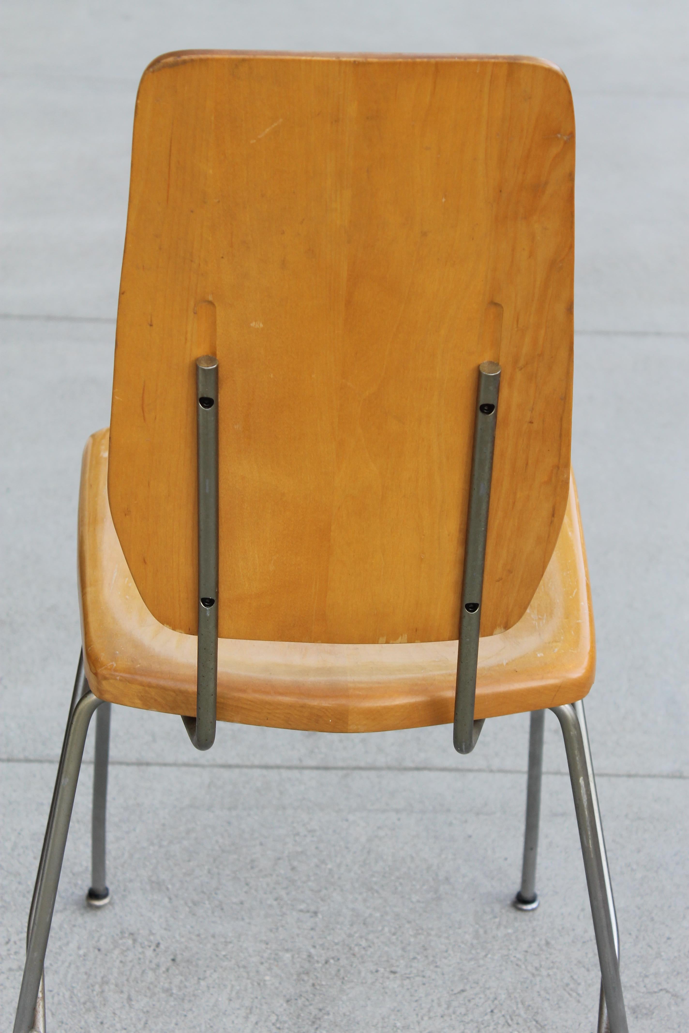 Six Maple and Steel Dining Chairs by Robert Josten 1
