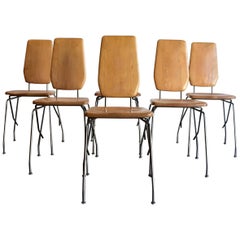 Six Maple and Steel Dining Chairs by Robert Josten