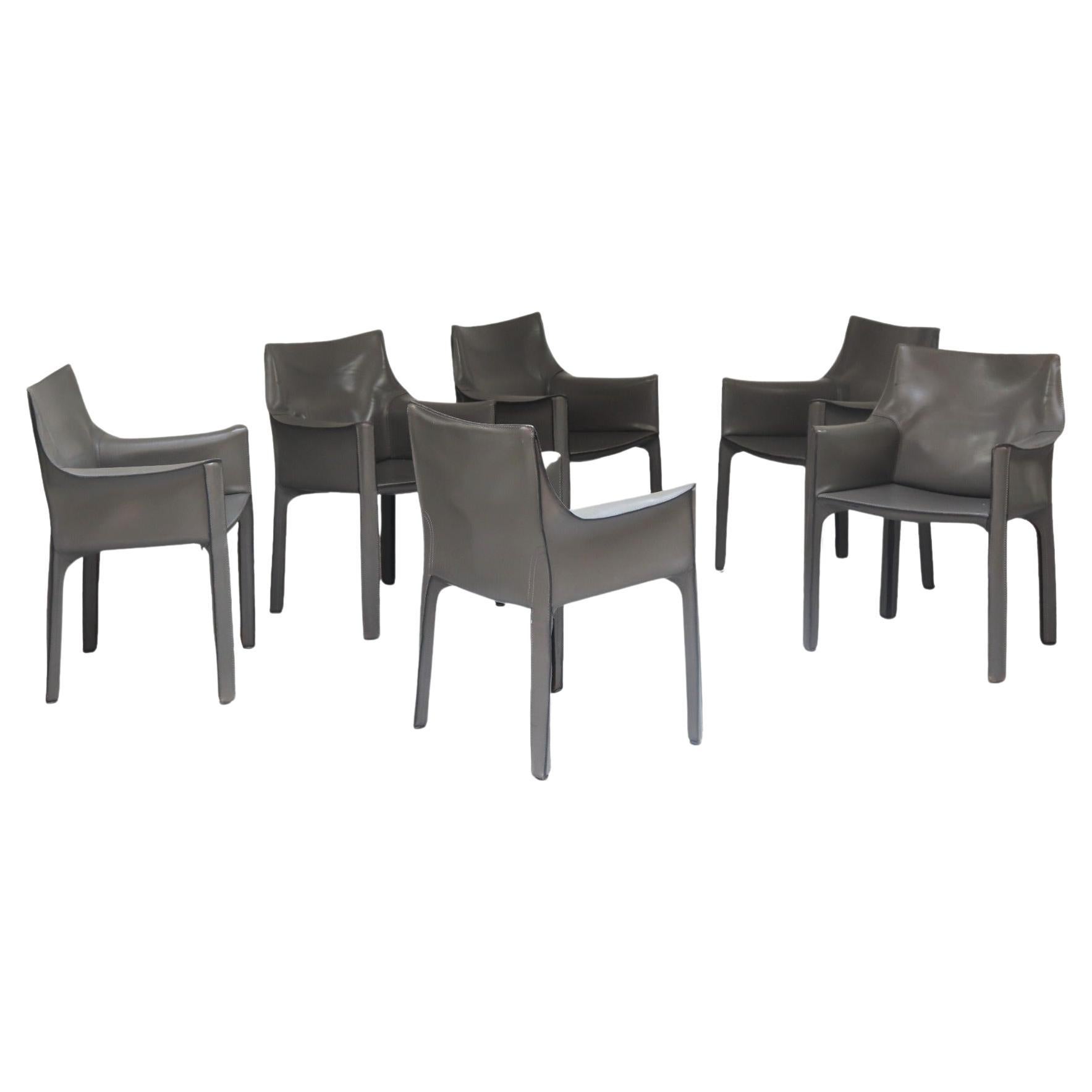 6 Mario Bellini Cab 413 Armchairs for Cassina Italy