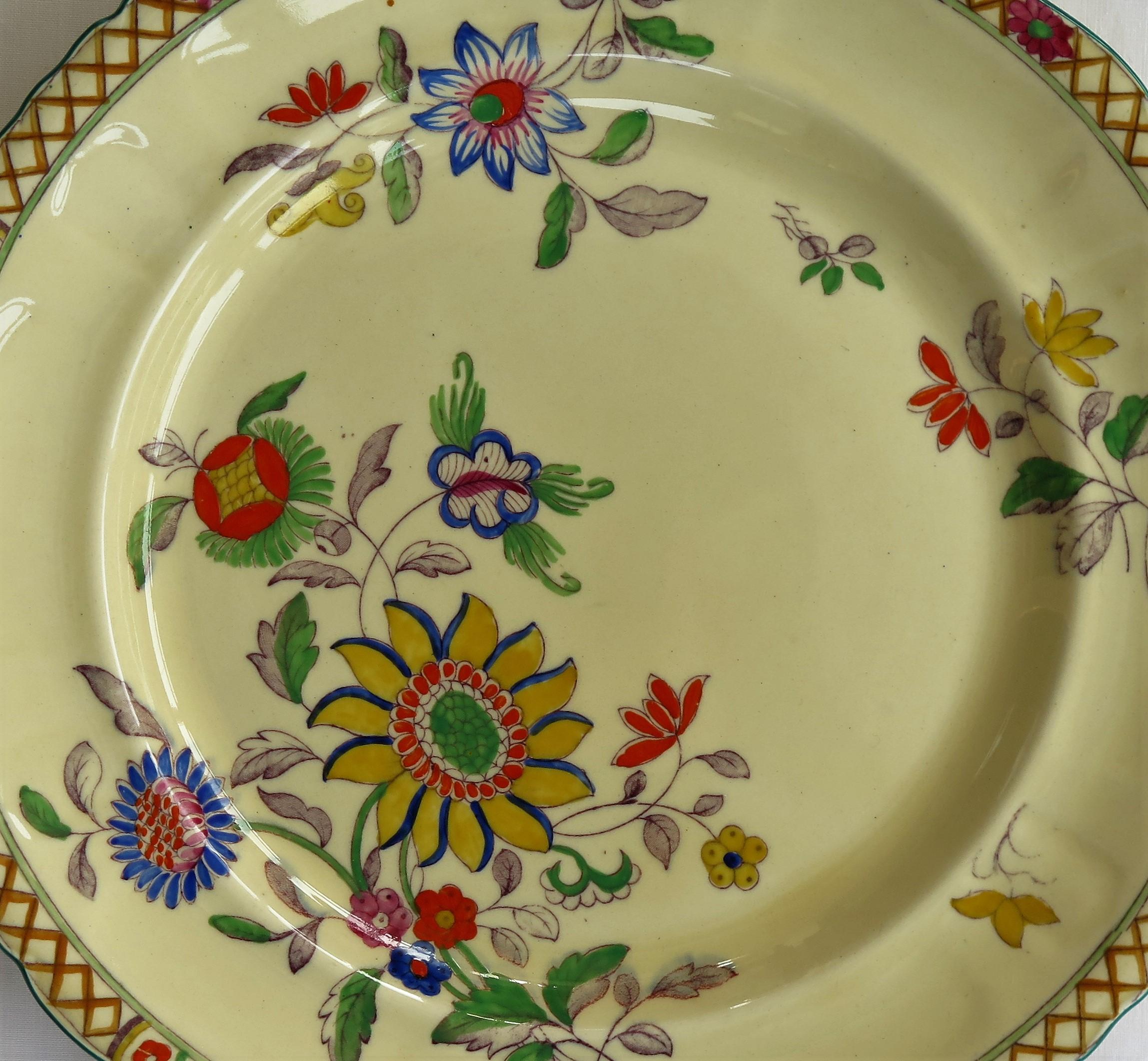 Six Mason's Ironstone Large Dinner Plates Art Nouveau Muscatel Pattern, Ca 1900 5