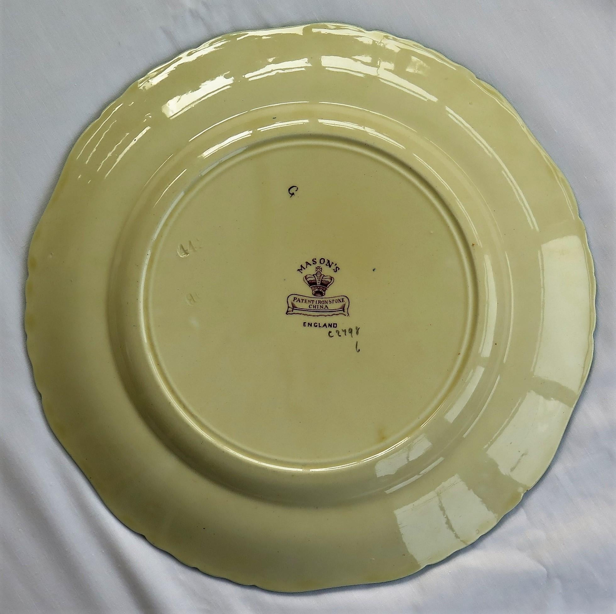 Six Mason's Ironstone Large Dinner Plates Art Nouveau Muscatel Pattern, Ca 1900 For Sale 10