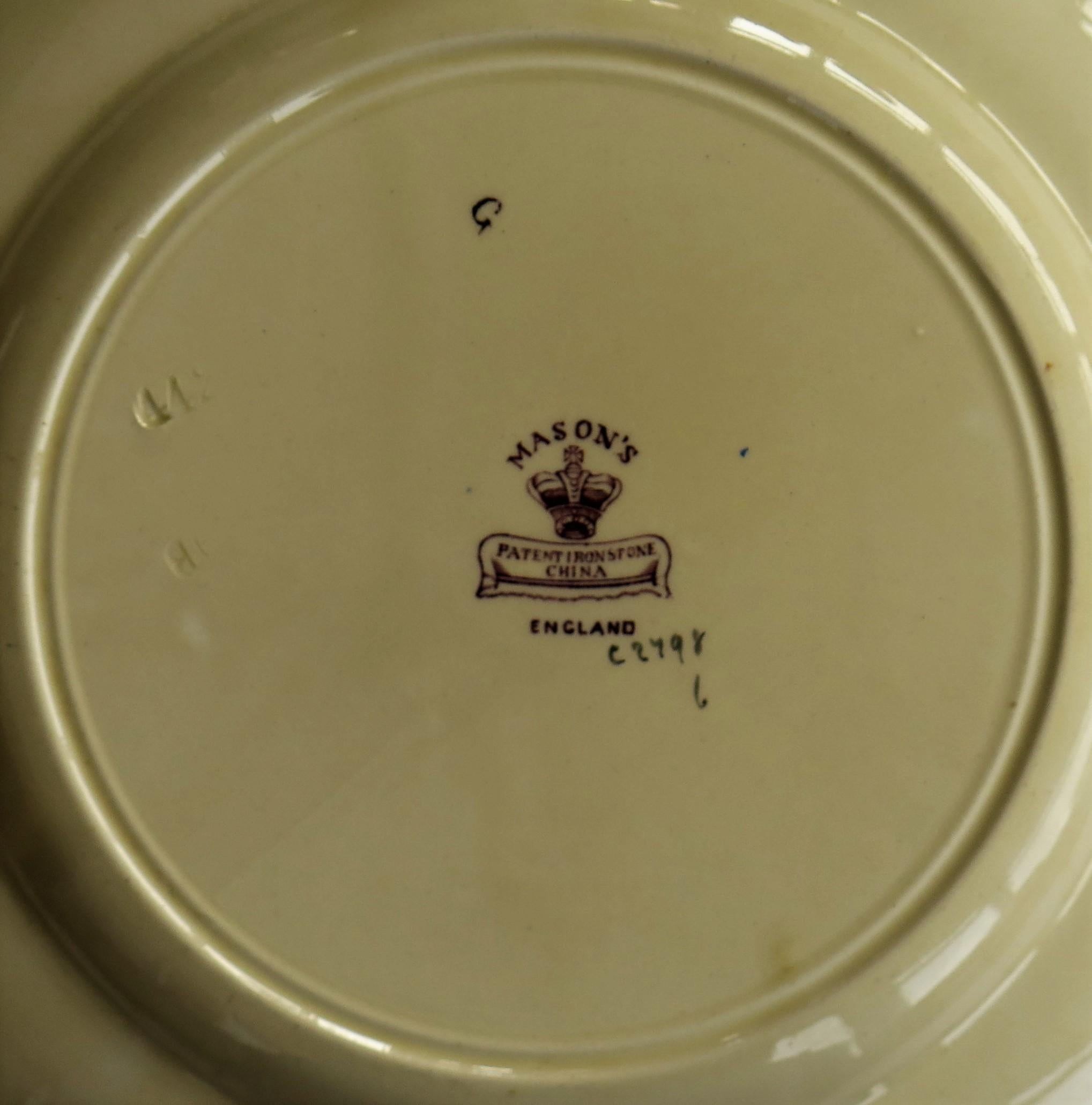 Six Mason's Ironstone Large Dinner Plates Art Nouveau Muscatel Pattern, Ca 1900 11