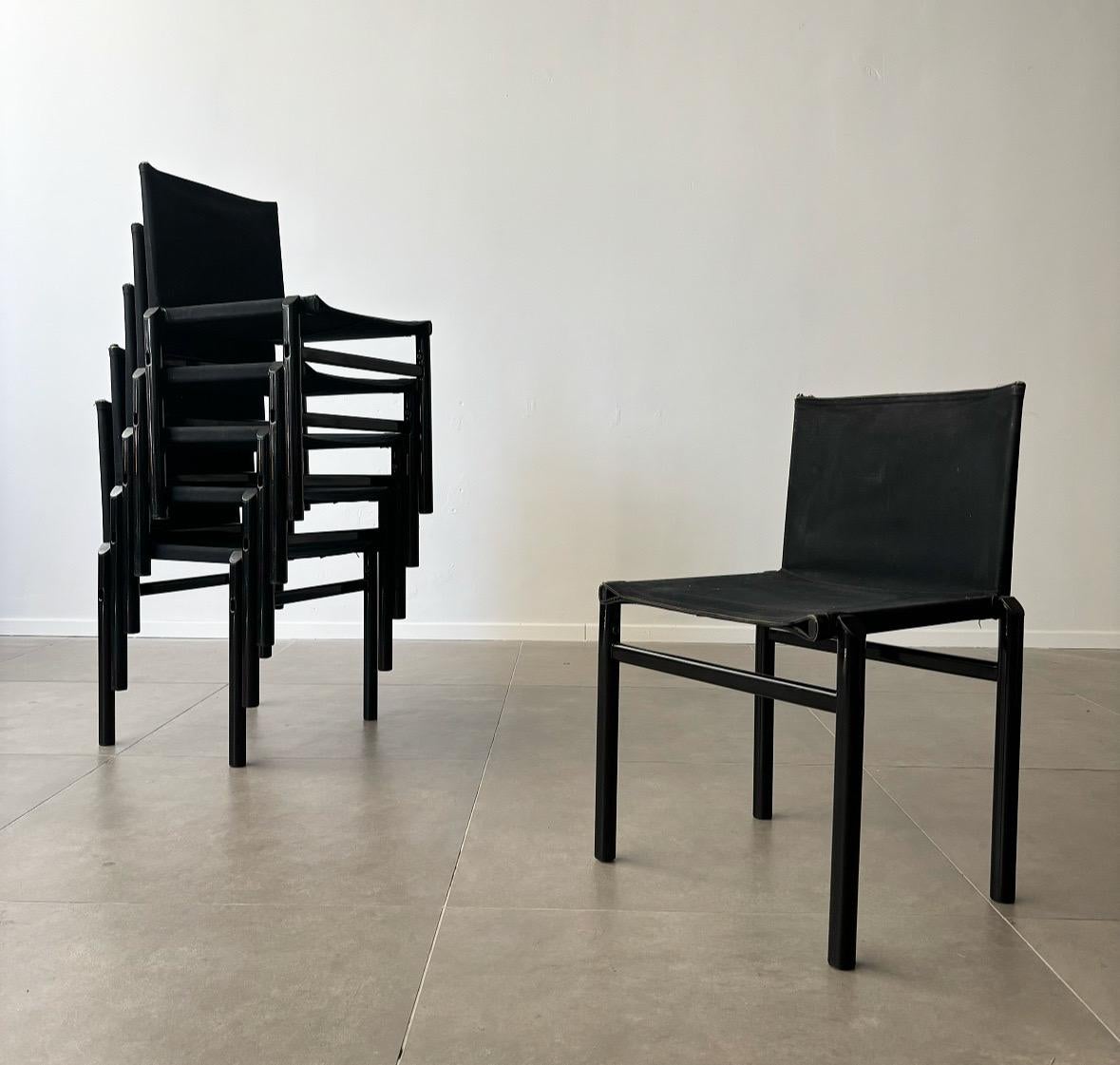 Italian Six ‘Mastro’ dining chairs by Afra and Tobia Scarpa for Molteni, 1981 Italy For Sale