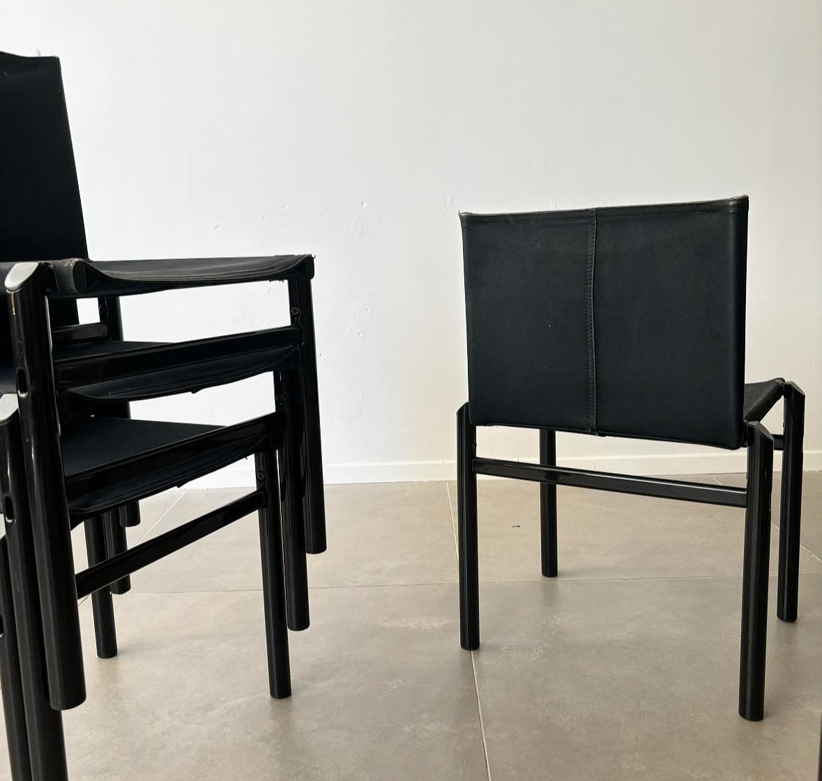 Late 20th Century Six ‘Mastro’ dining chairs by Afra and Tobia Scarpa for Molteni, 1981 Italy For Sale