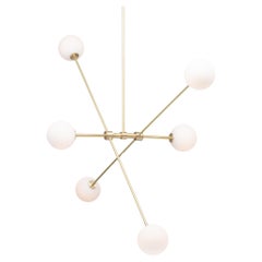 Six Matte Sphere Articulating Satin Brass Pendant