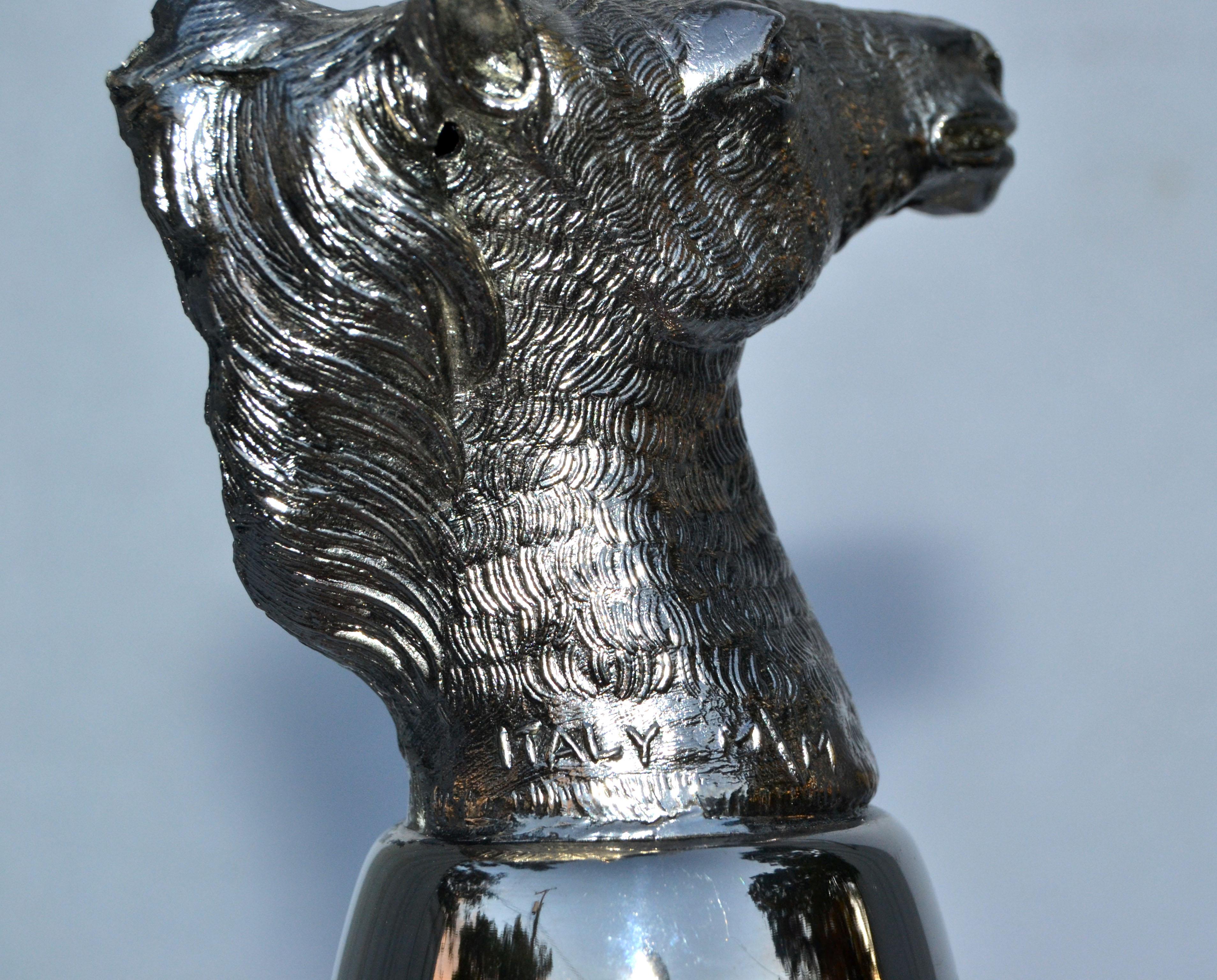 Metal Six Mauro Manetti Silver Plate Animal Heads Stirrup Goblets Cups, Made in Italy For Sale