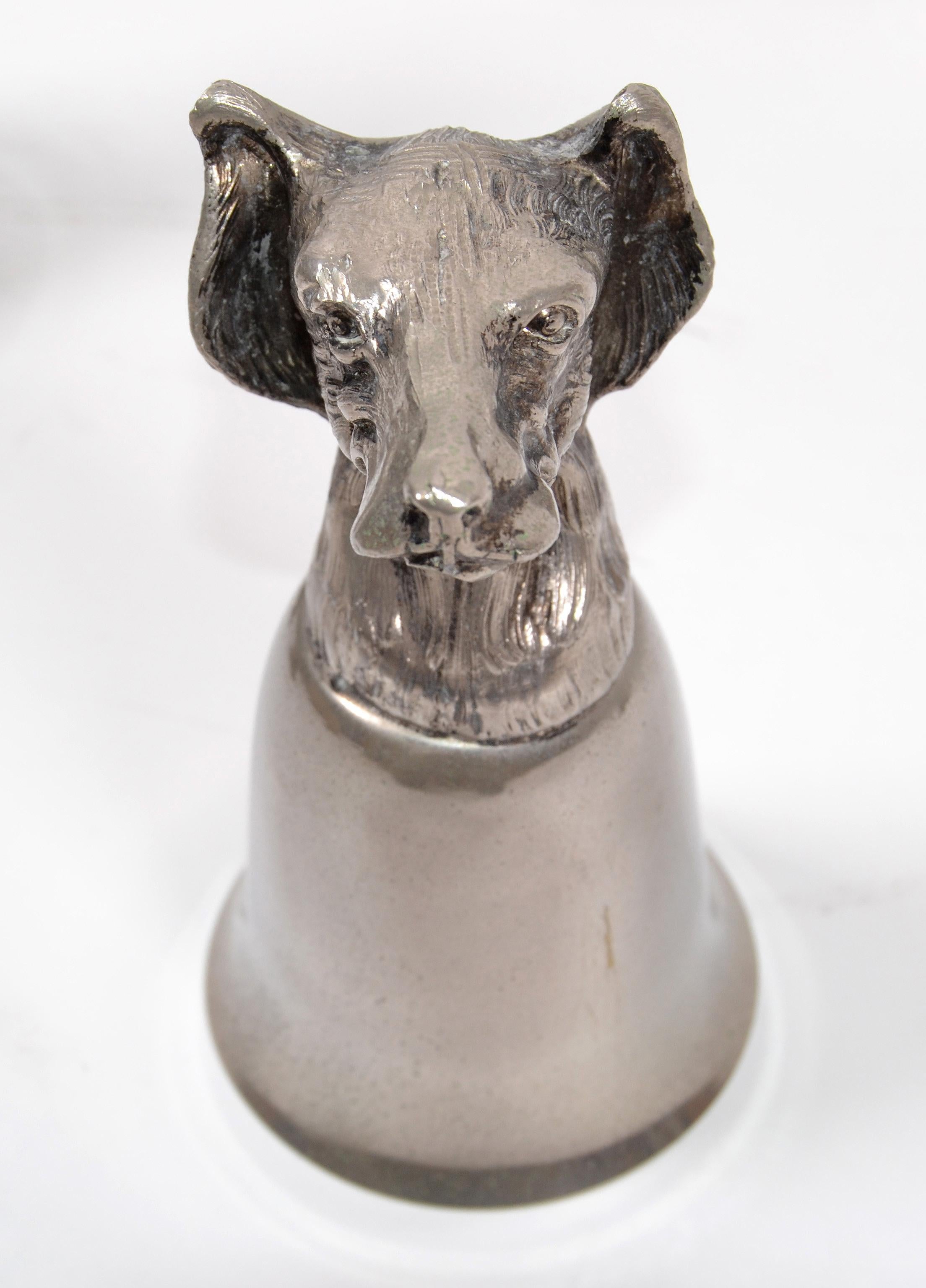 Hand-Crafted Six Mauro Manetti Silver Plate Animal Heads Stirrup Goblets Cups, Made in Italy