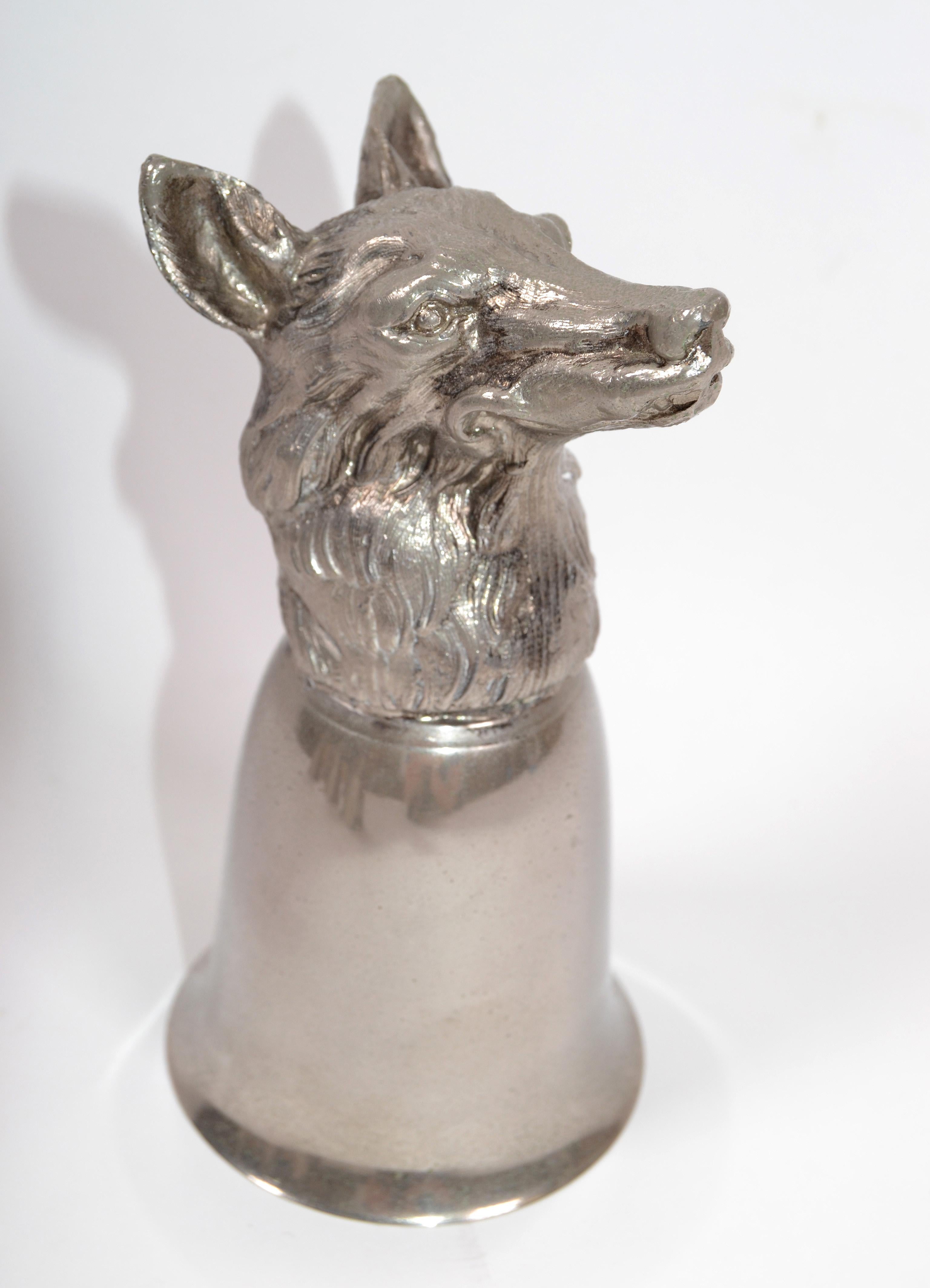 Six Mauro Manetti Silver Plate Animal Heads Stirrup Goblets Cups, Made in Italy In Good Condition In Miami, FL