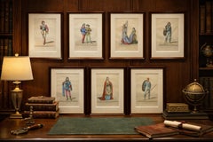 Six Hand-Colored Lithographs of Medieval Italian Costume, Circa 1860