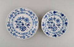 Six Meissen Blue Onion Plates in Hand-Painted Porcelain, Early 20th Century.
