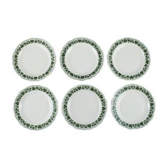 Six Meissen Green Ivy Vine plates in hand-painted porcelain, 1940s
