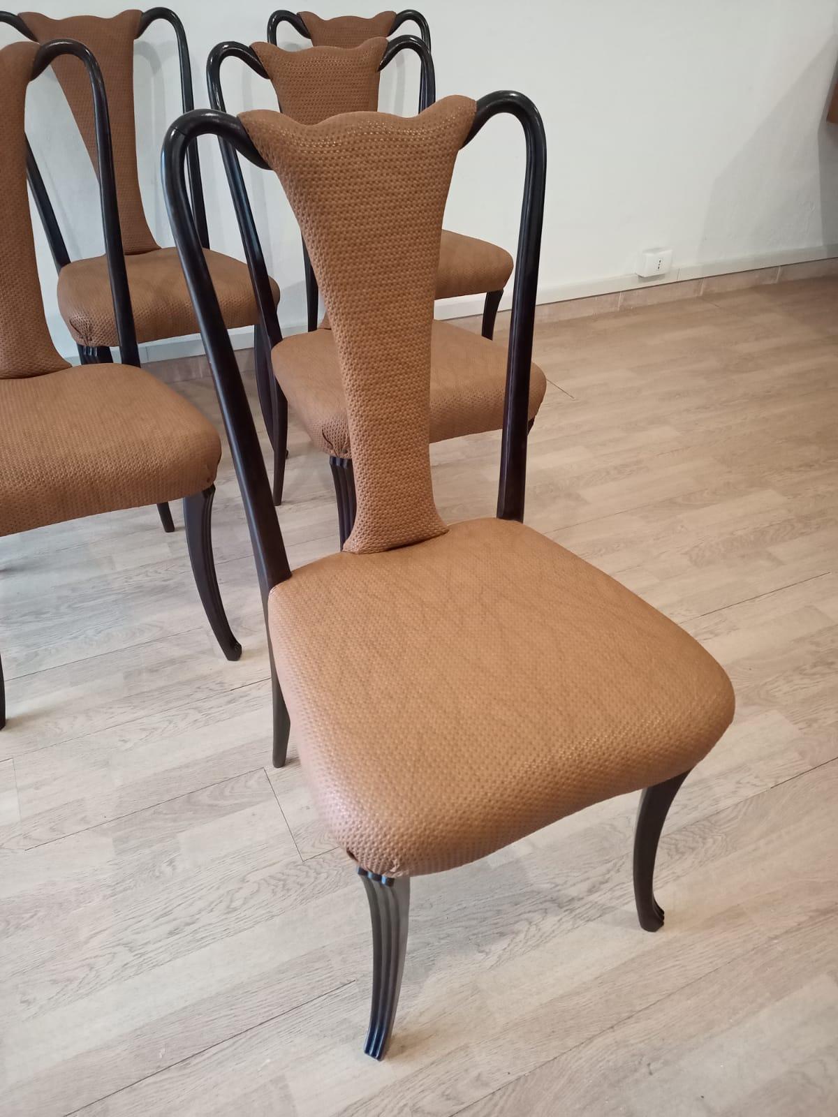 Six Mid 20th Century Vittorio Dassi Chairs Mid-Century Modern Leather Classical For Sale 4