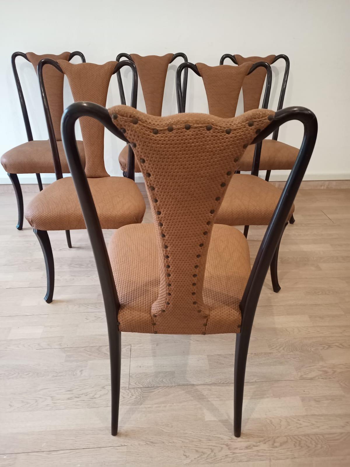 Six Mid 20th Century Vittorio Dassi Chairs Mid-Century Modern Leather Classical For Sale 5
