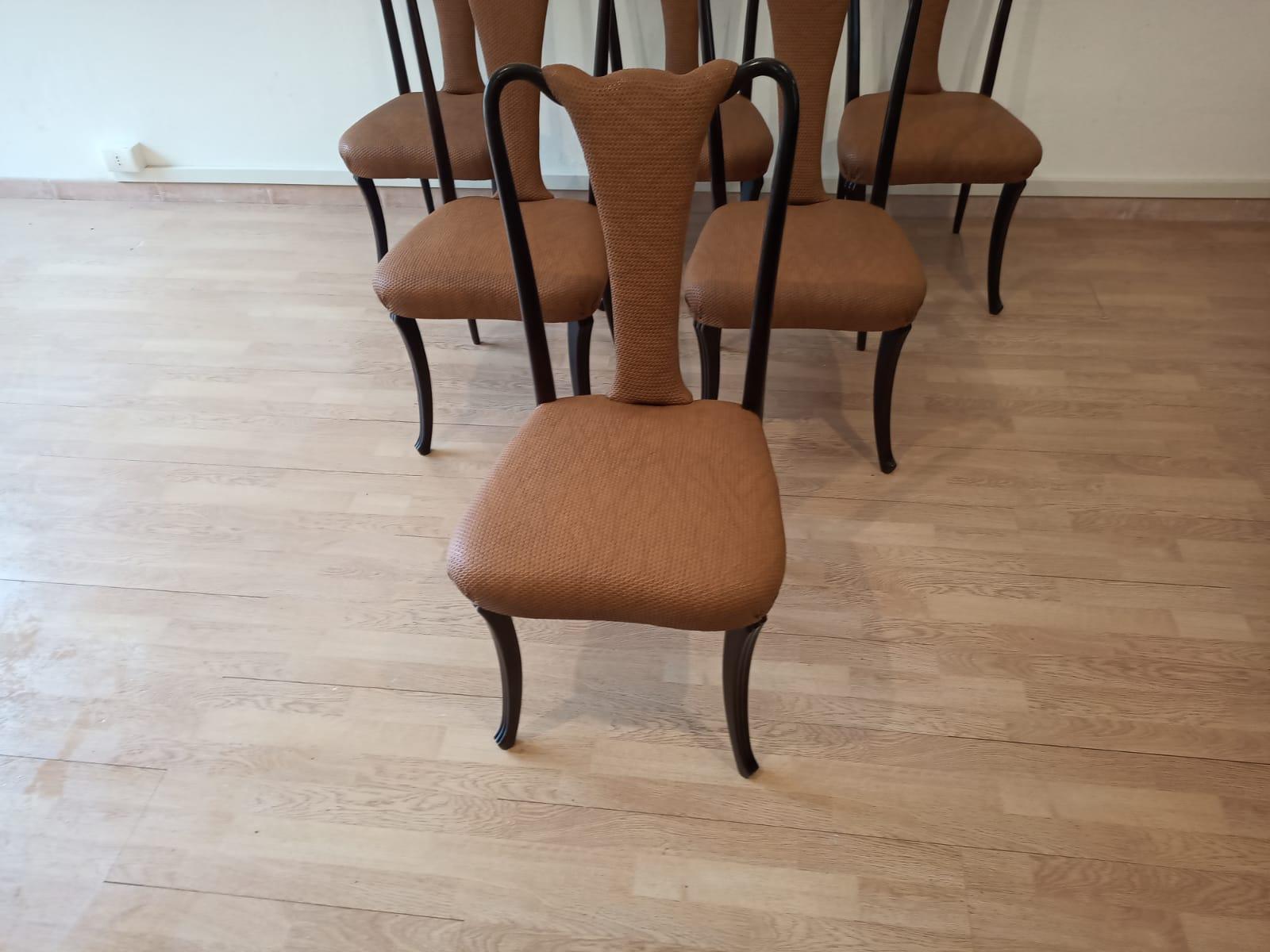 Six Mid 20th Century Vittorio Dassi Chairs Mid-Century Modern Leather Classical For Sale 6