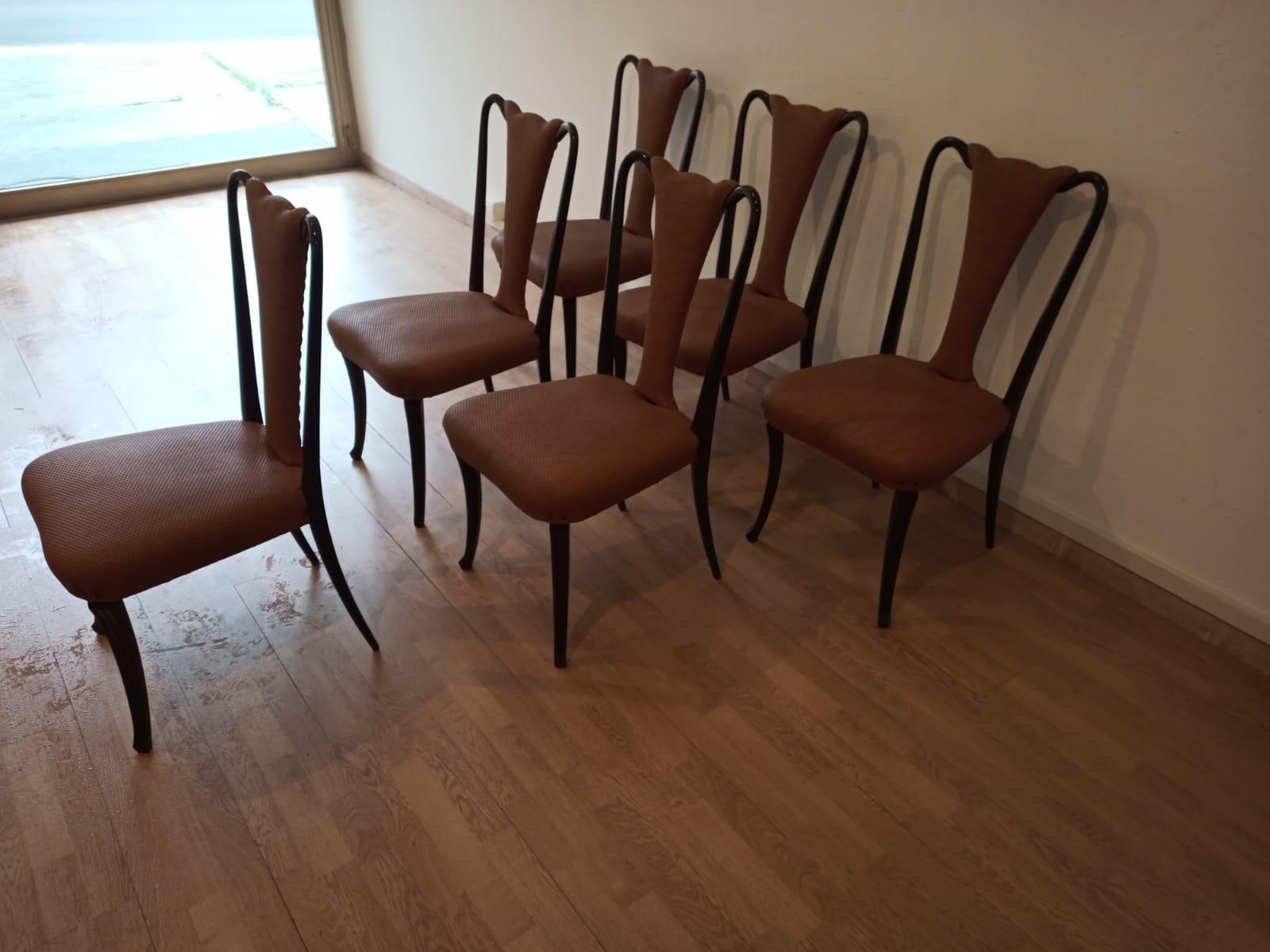 Six Mid 20th Century Vittorio Dassi Chairs Mid-Century Modern Leather Classical For Sale 7