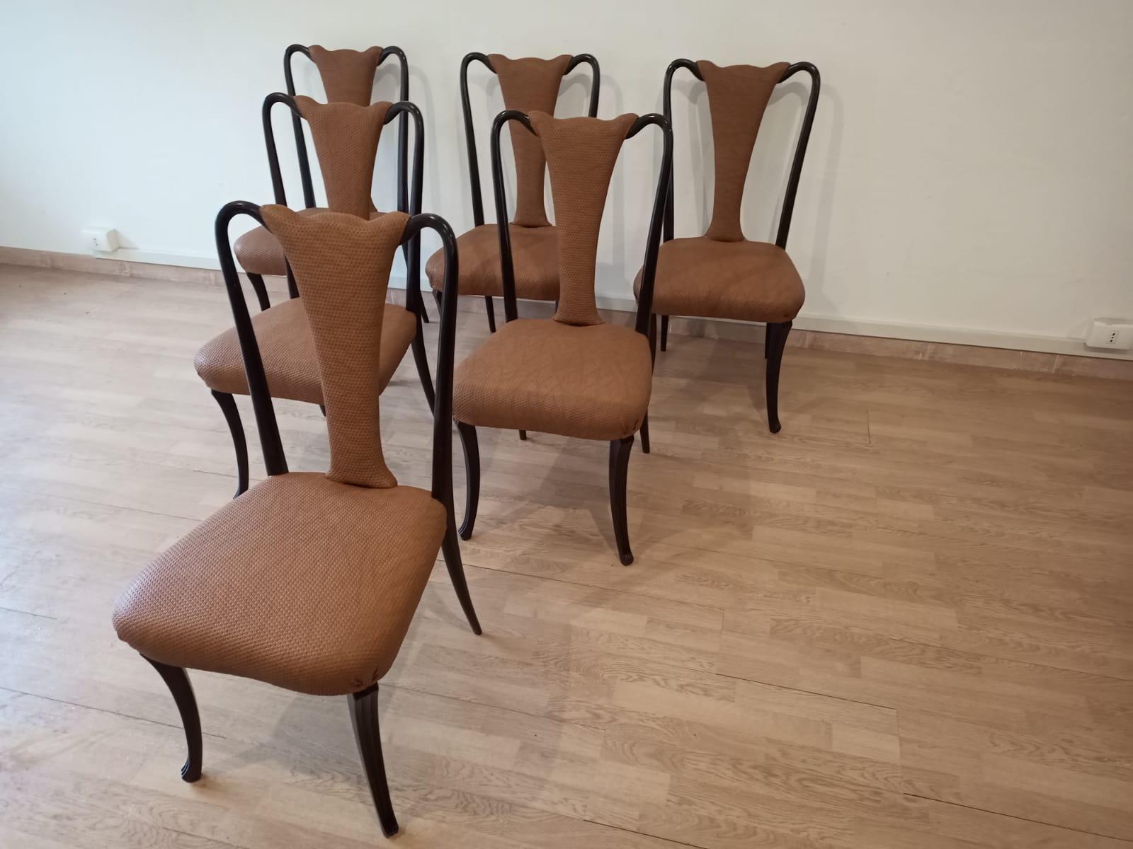 Six Mid 20th Century Vittorio Dassi Chairs Mid-Century Modern Leather Classical For Sale 8