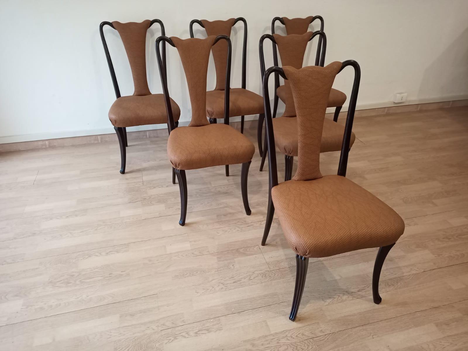 Six Mid 20th Century Vittorio Dassi Chairs Mid-Century Modern Leather Classical For Sale 9