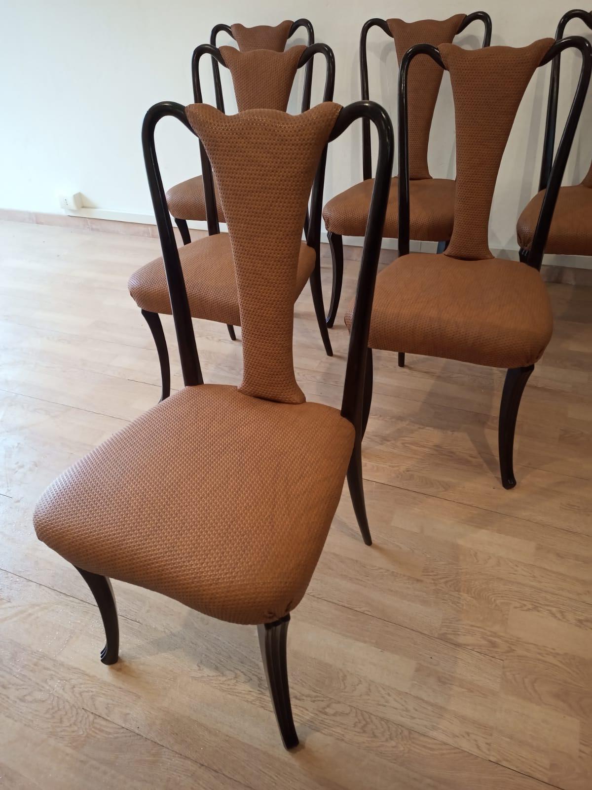 Six Mid 20th Century Vittorio Dassi Chairs Mid-Century Modern Leather Classical For Sale 10