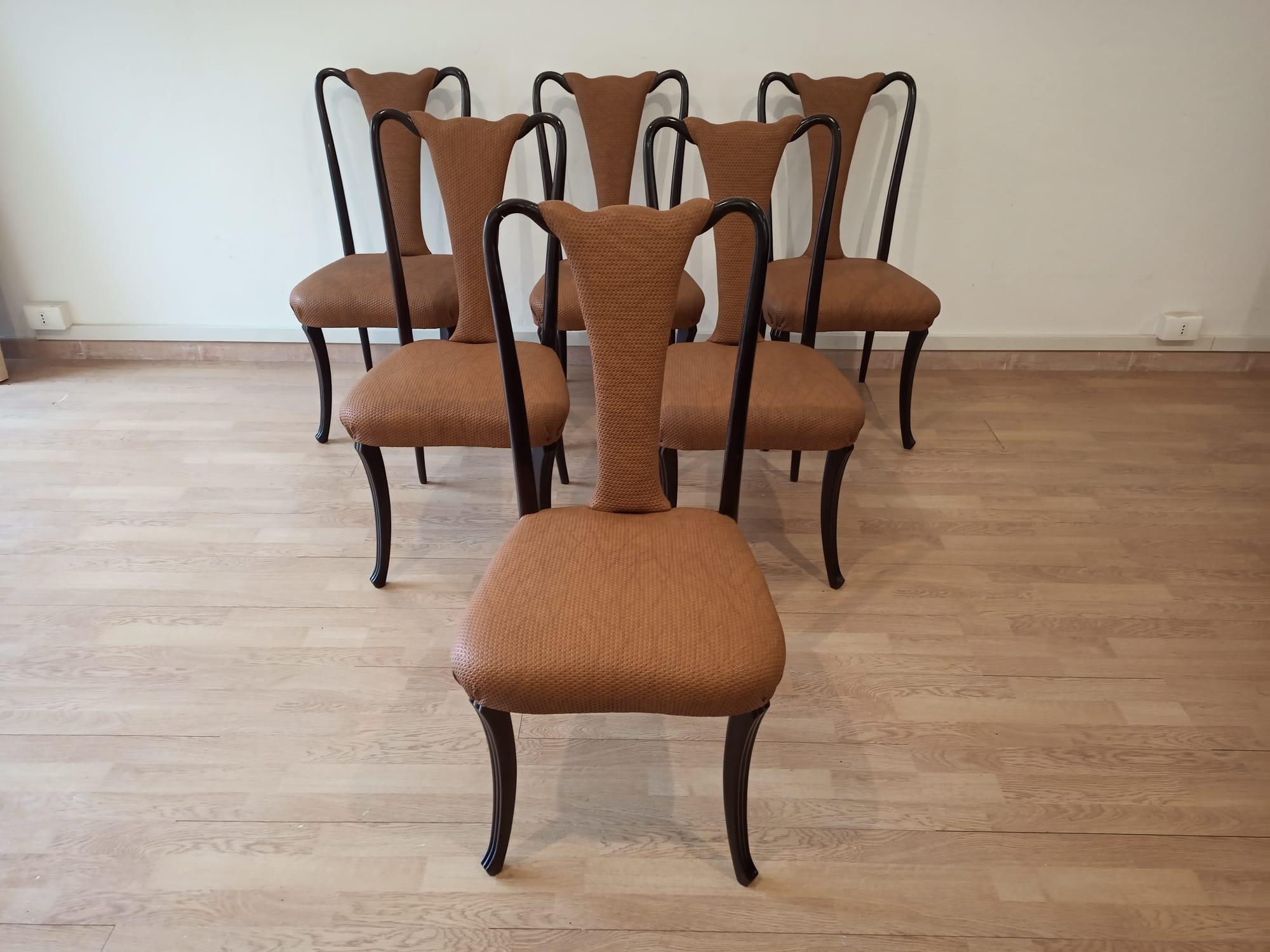 Six Mid 20th Century Vittorio Dassi Chairs Mid-Century Modern Leather Classical For Sale 11