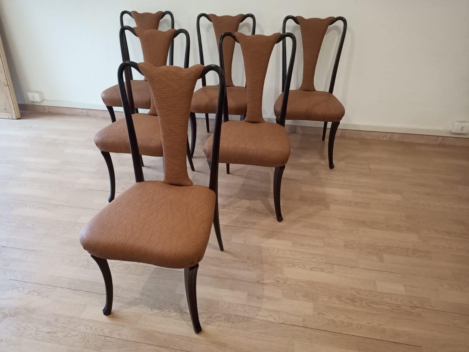 Six Mid 20th Century Vittorio Dassi Chairs Mid-Century Modern Leather Classical For Sale 12