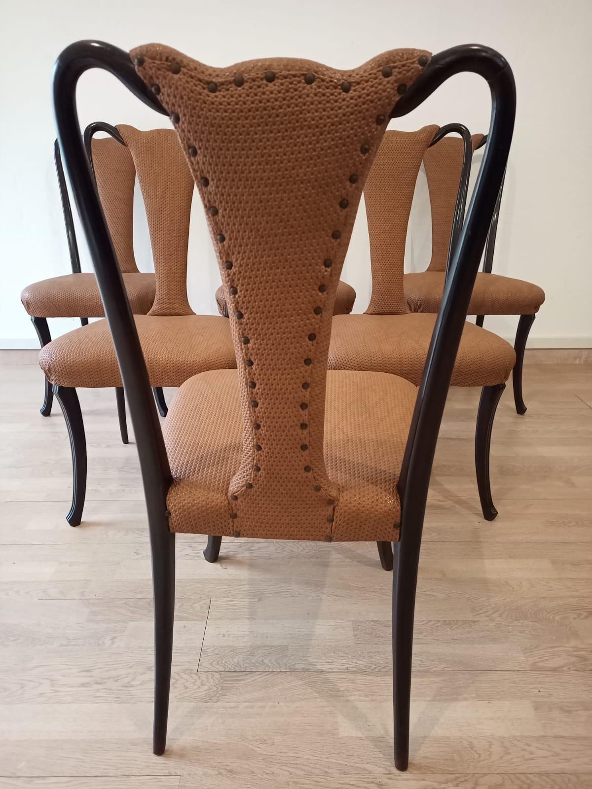 Faux Leather Six Mid 20th Century Vittorio Dassi Chairs Mid-Century Modern Leather Classical For Sale