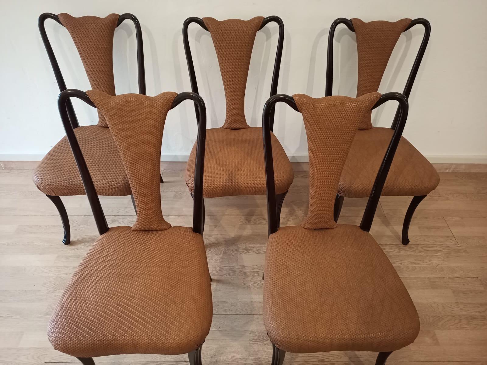 Six Mid 20th Century Vittorio Dassi Chairs Mid-Century Modern Leather Classical For Sale 1