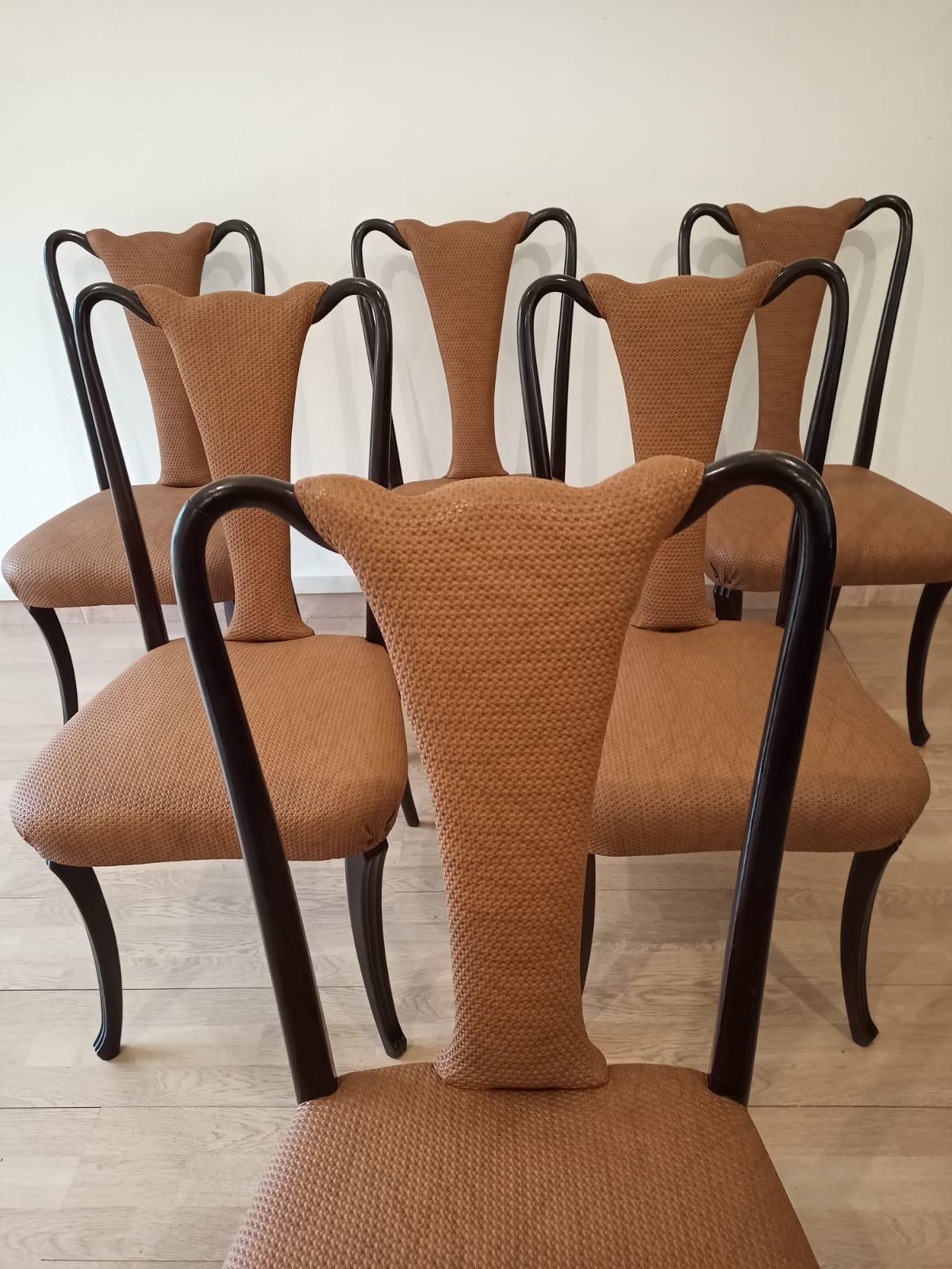 Six Mid 20th Century Vittorio Dassi Chairs Mid-Century Modern Leather Classical For Sale 2