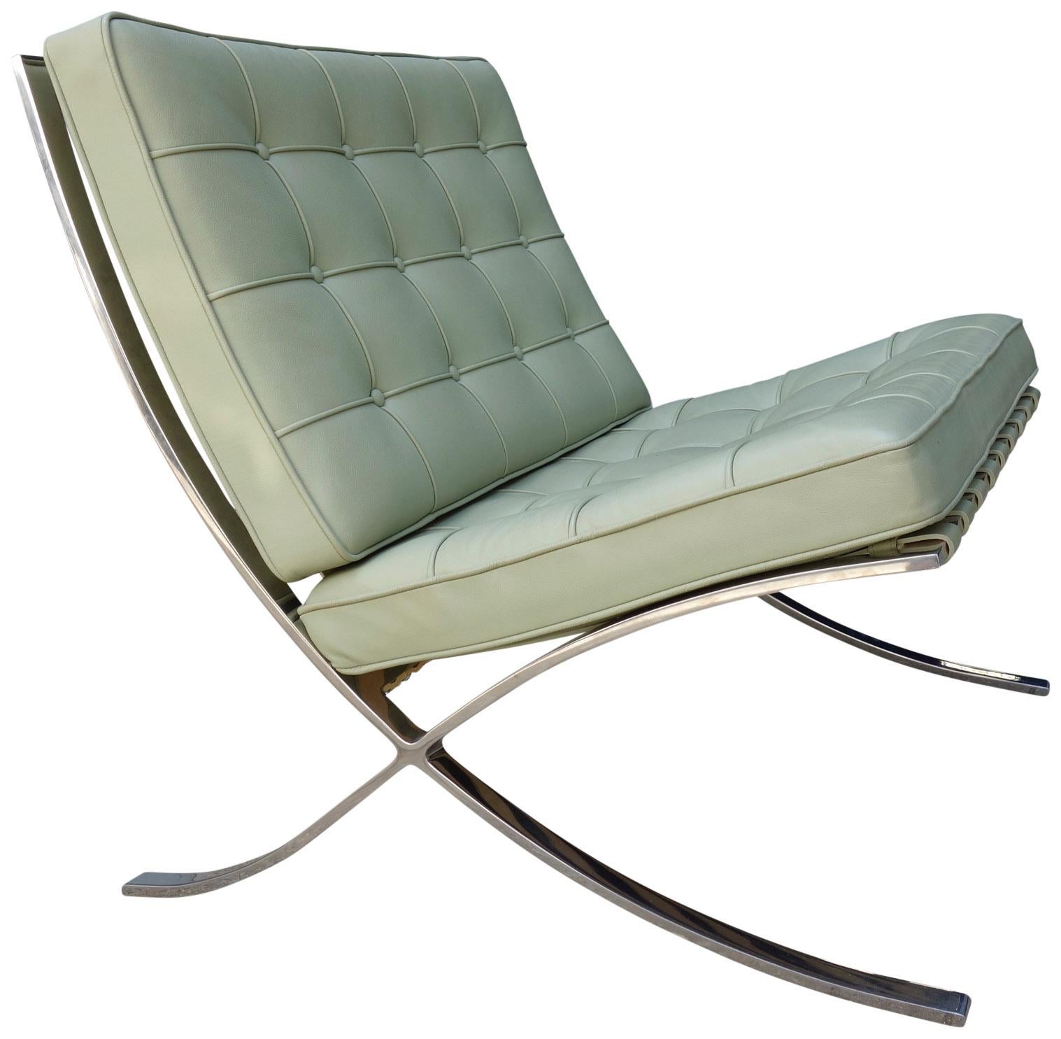 Midcentury Ludwig Mies van der Rohe Barcelona chairs for Knoll. The Classic chair that helped define midcentury modernism. This is the highly desirable version produced in non magnetic premium grade 304 bar stock stainless steel hand-buffed to a