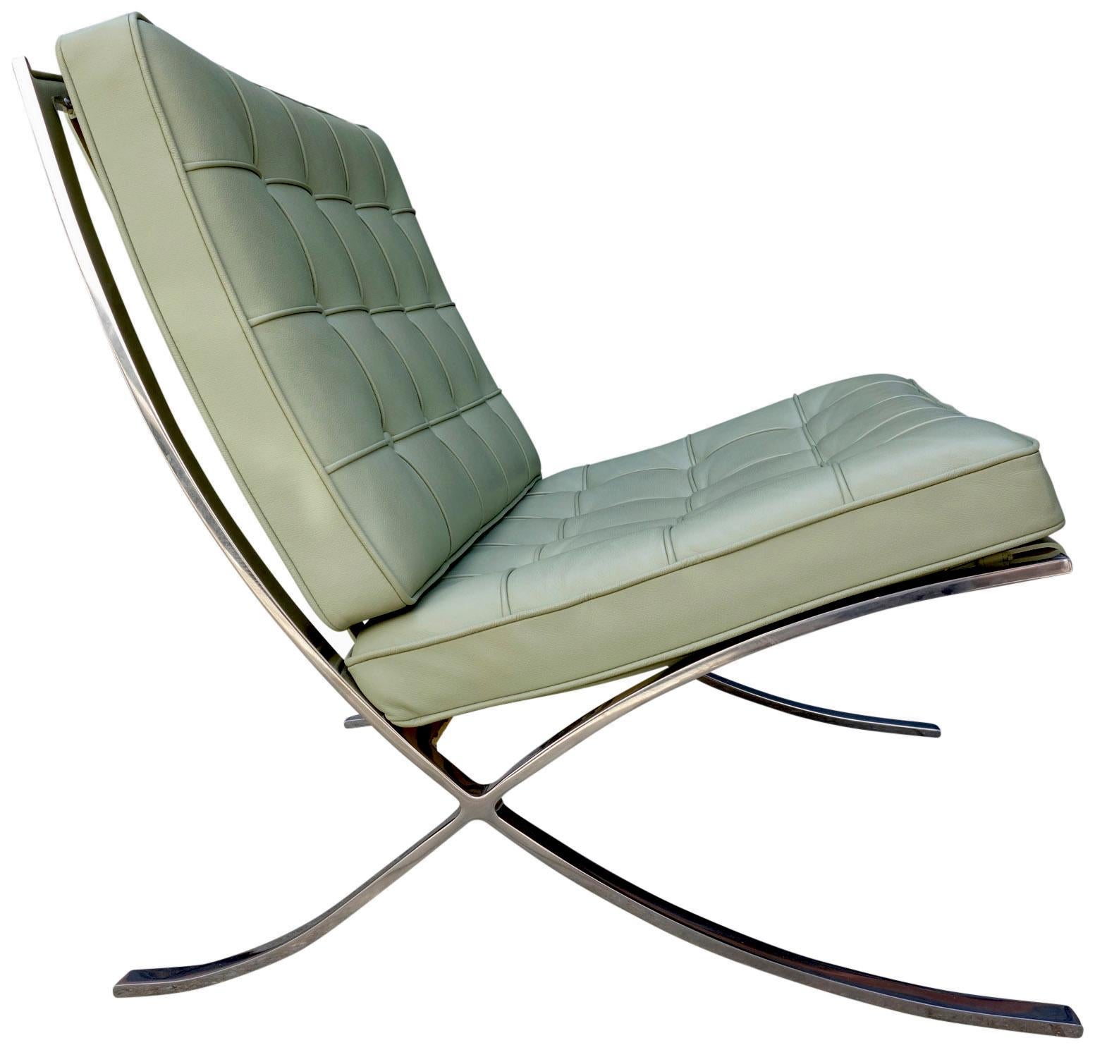 German Midcentury Barcelona Chairs in Special Order Stainless Steel and Leather