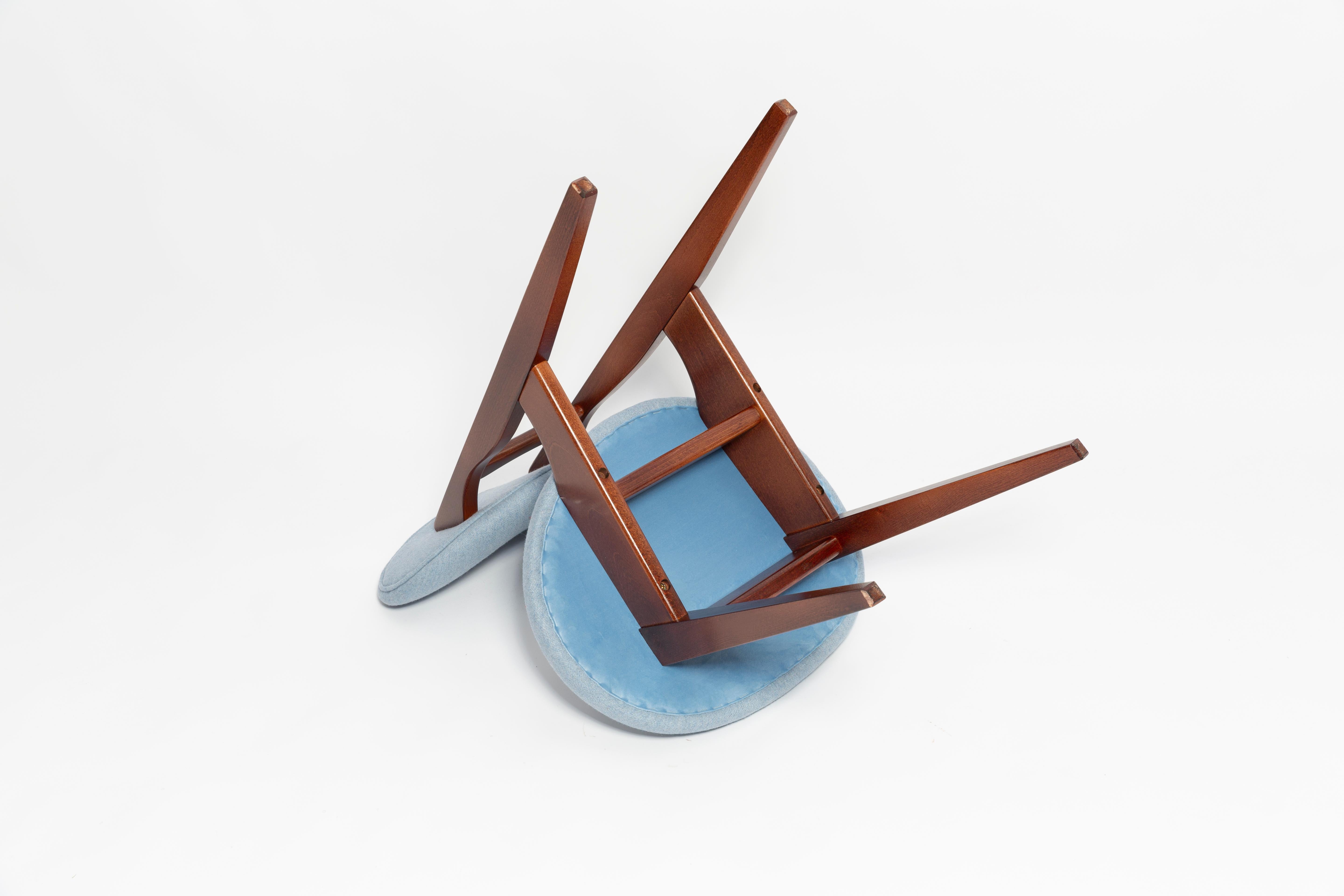 Six chaises à champignon bleues du milieu du siècle, type 200/128, par Kedziorek, Europe, années 1960 en vente 3