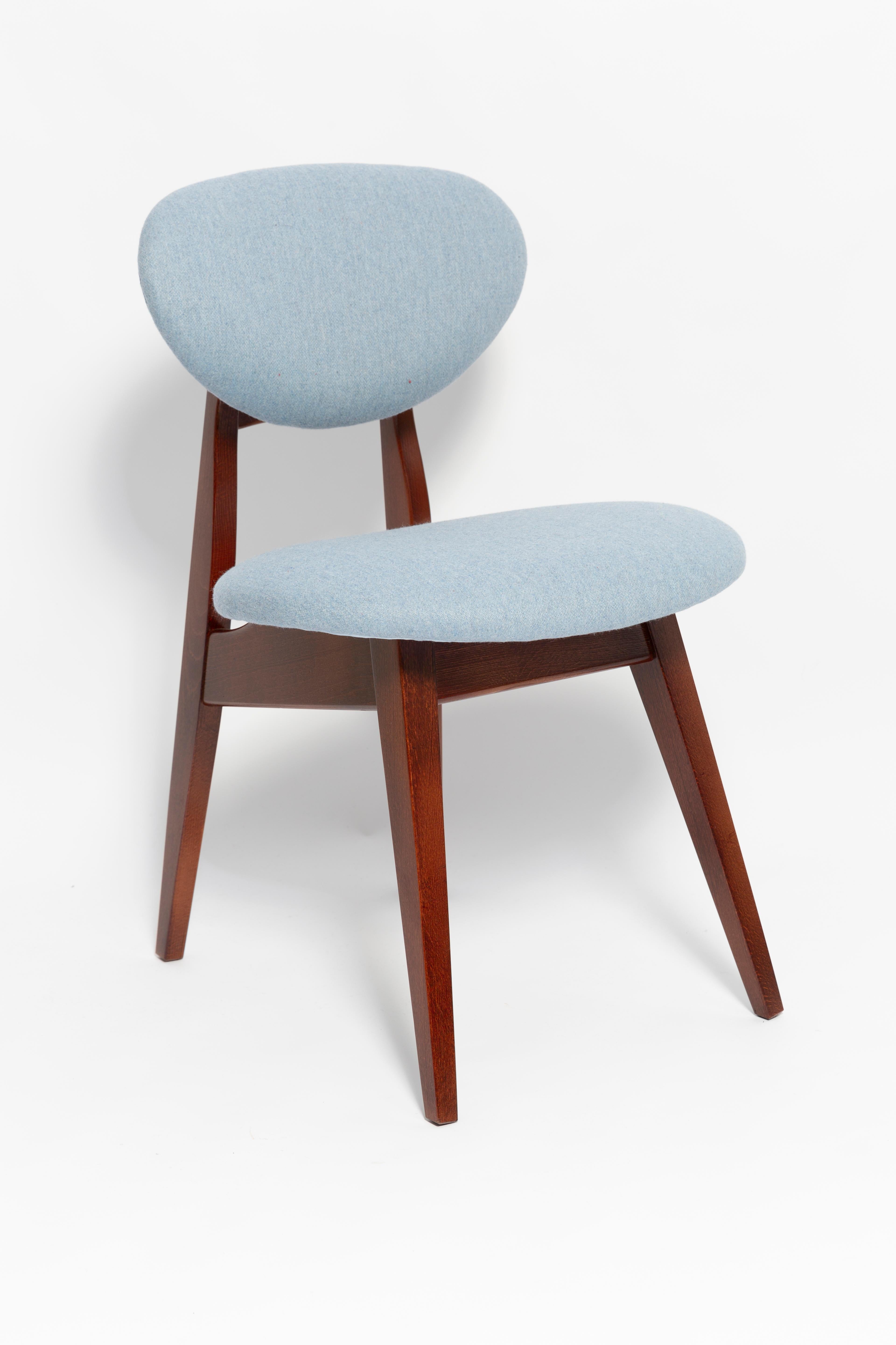 Mid-Century Modern Six chaises à champignon bleues du milieu du siècle, type 200/128, par Kedziorek, Europe, années 1960 en vente