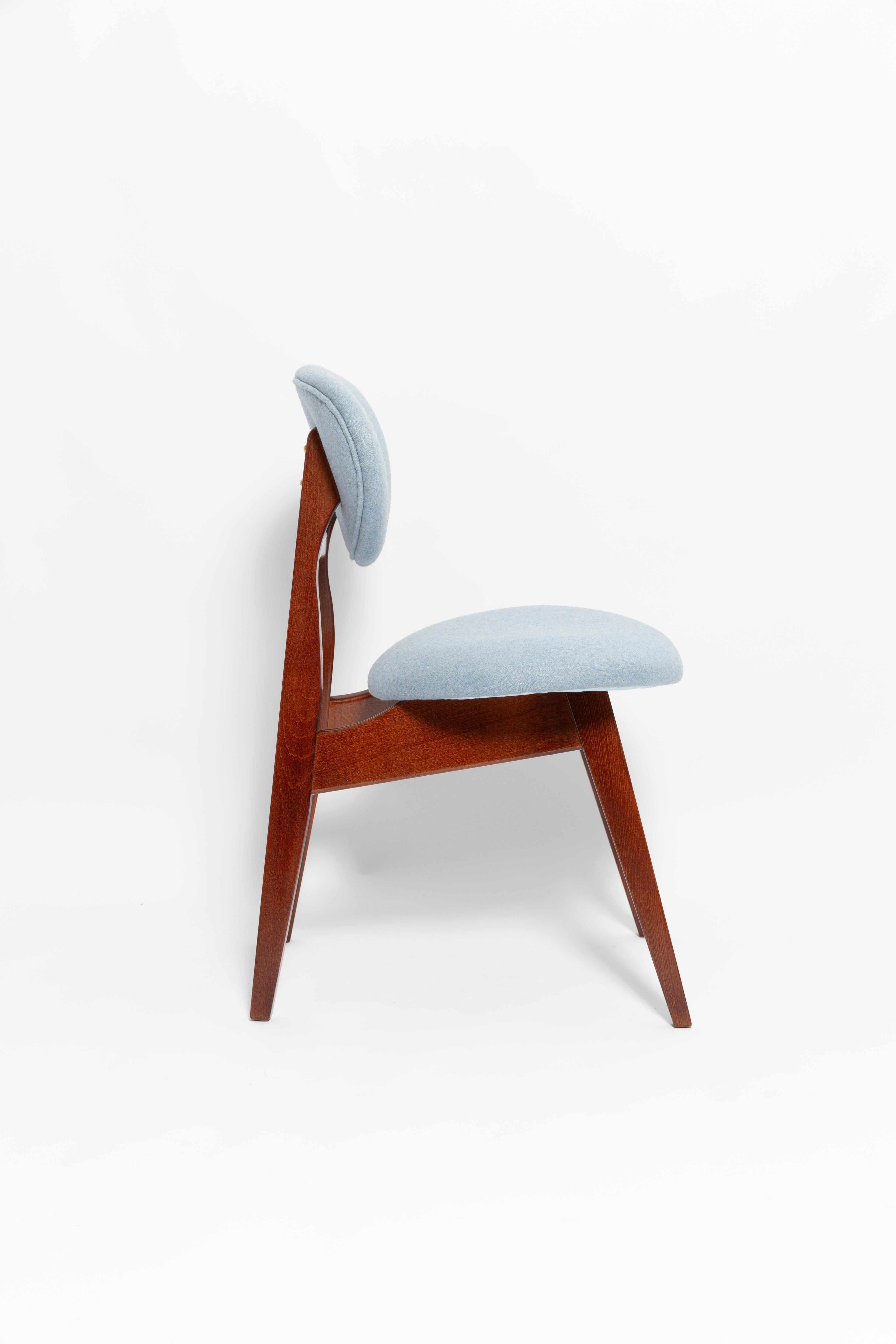 Polonais Six chaises à champignon bleues du milieu du siècle, type 200/128, par Kedziorek, Europe, années 1960 en vente