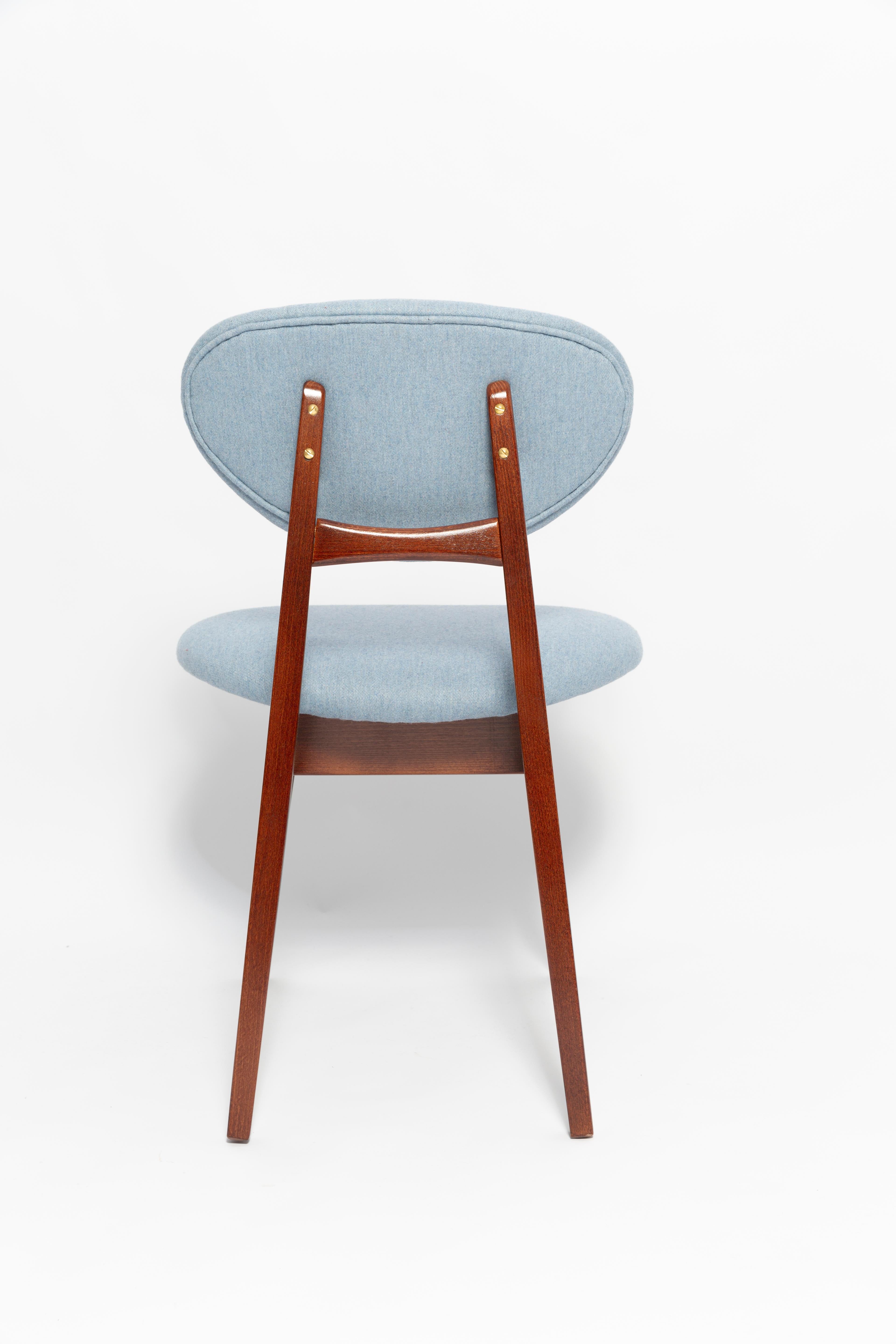 20ième siècle Six chaises à champignon bleues du milieu du siècle, type 200/128, par Kedziorek, Europe, années 1960 en vente