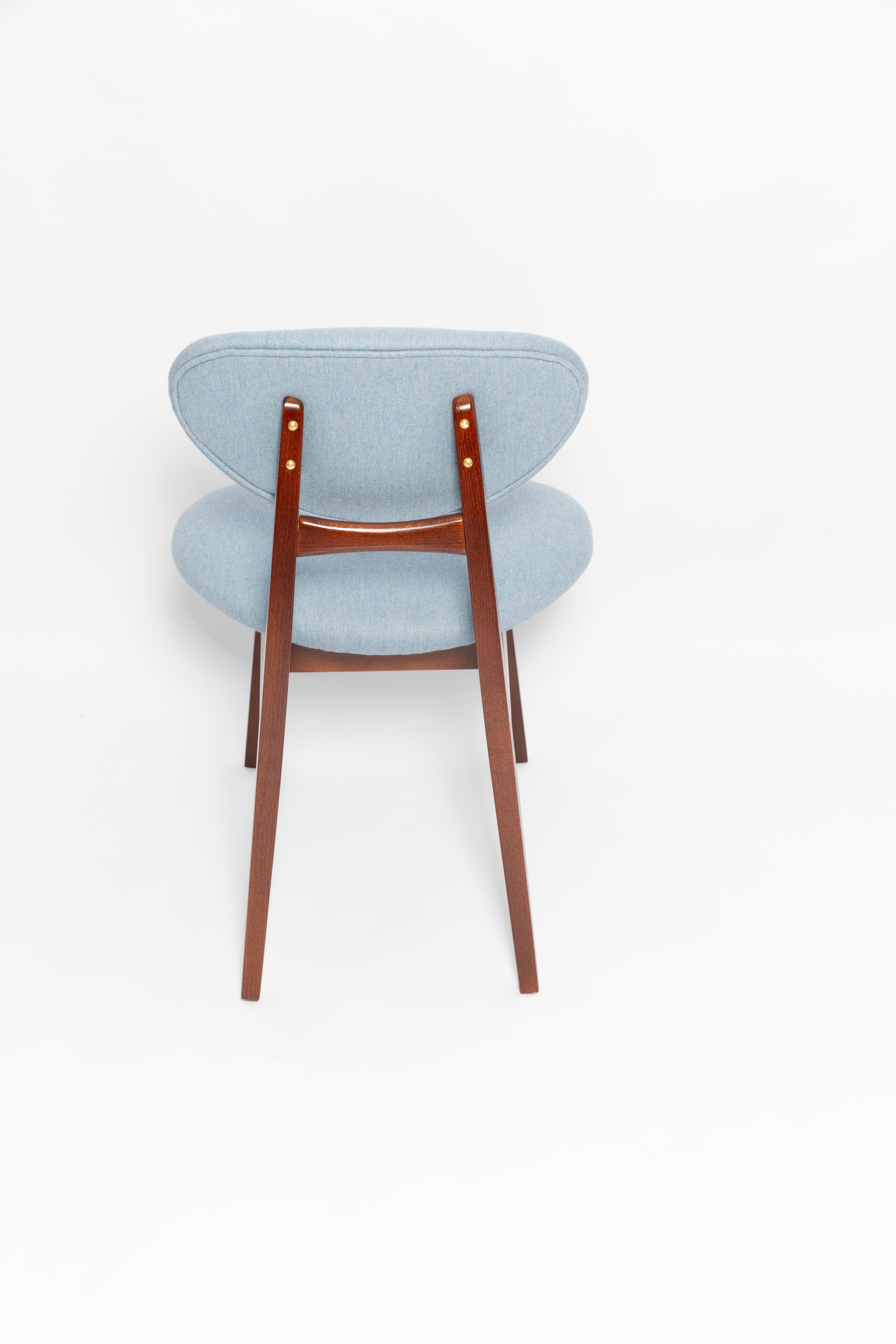 Velours Six chaises à champignon bleues du milieu du siècle, type 200/128, par Kedziorek, Europe, années 1960 en vente