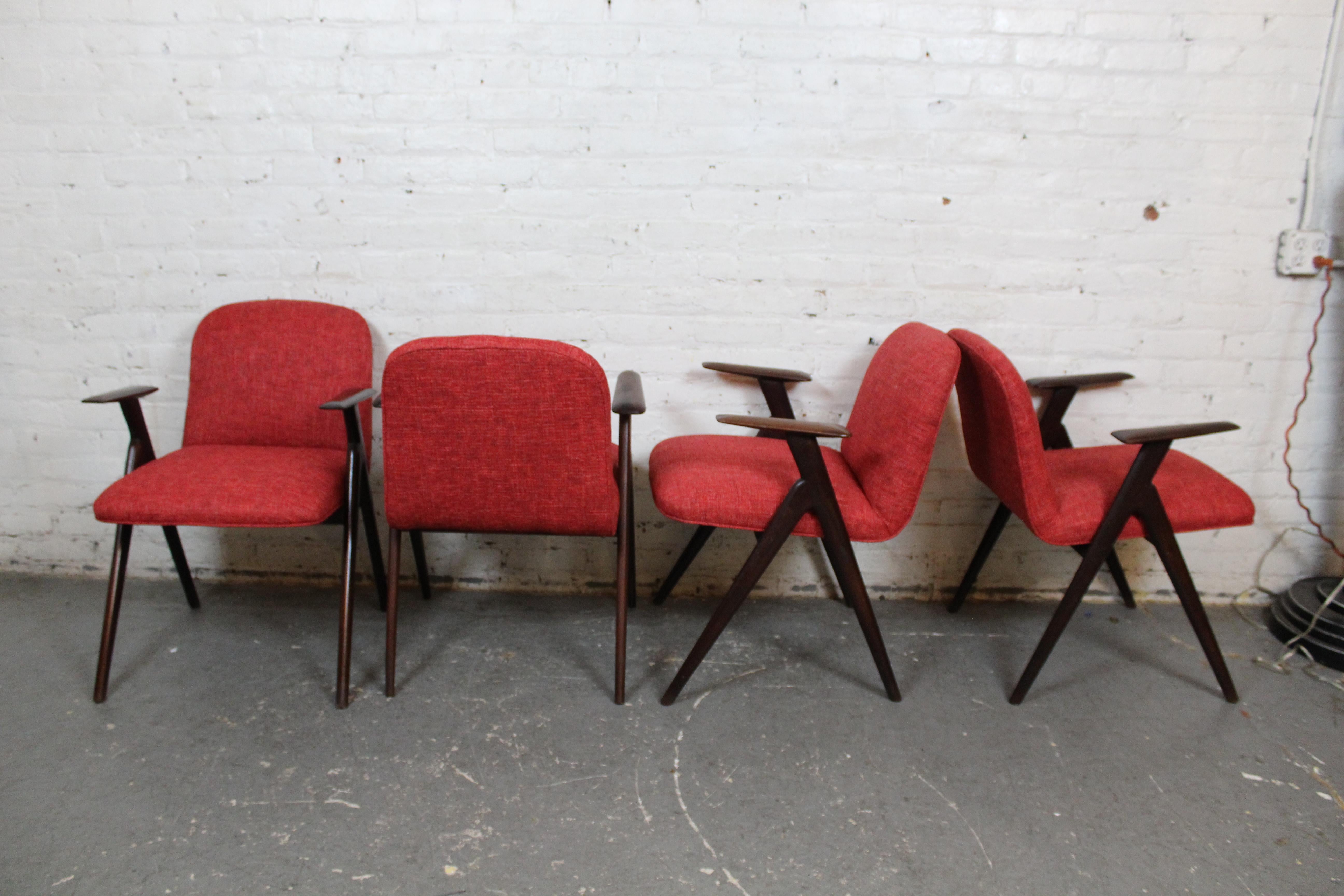 Carved Six Mid-Century Compass Chairs by Luigi Vietti for Besana Italy For Sale