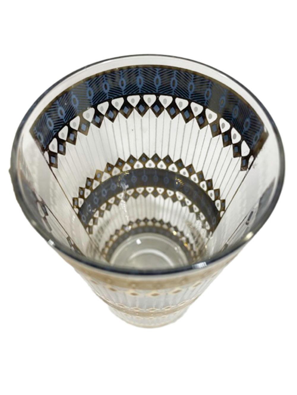 Six Mid-Century Culver, Ltd Highball Glasses in the Barcelona Pattern In Good Condition For Sale In Nantucket, MA