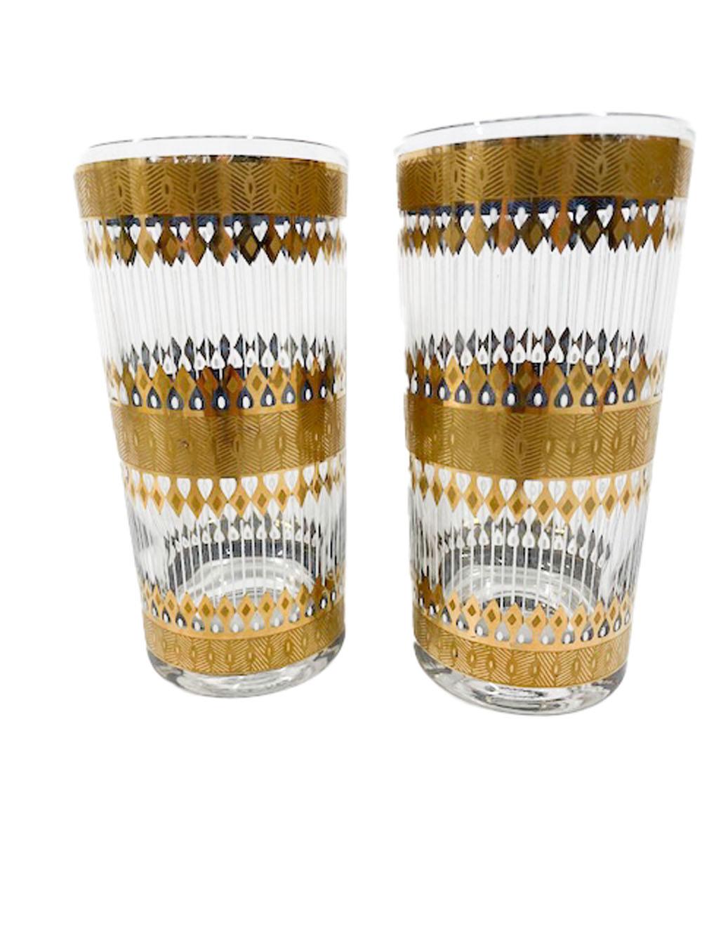 20th Century Six Mid-Century Culver, Ltd Highball Glasses in the Barcelona Pattern For Sale